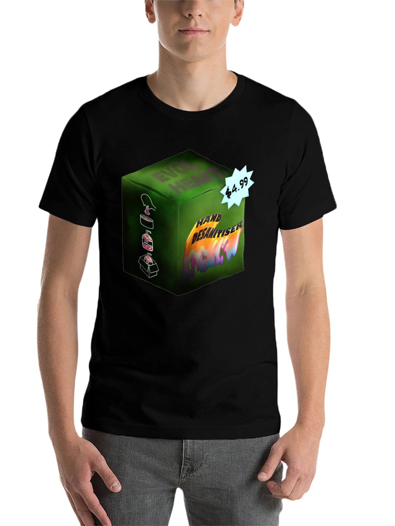 Black Hand Sanitizer Graphic Tee - Funny Novelty T-Shirt view 7