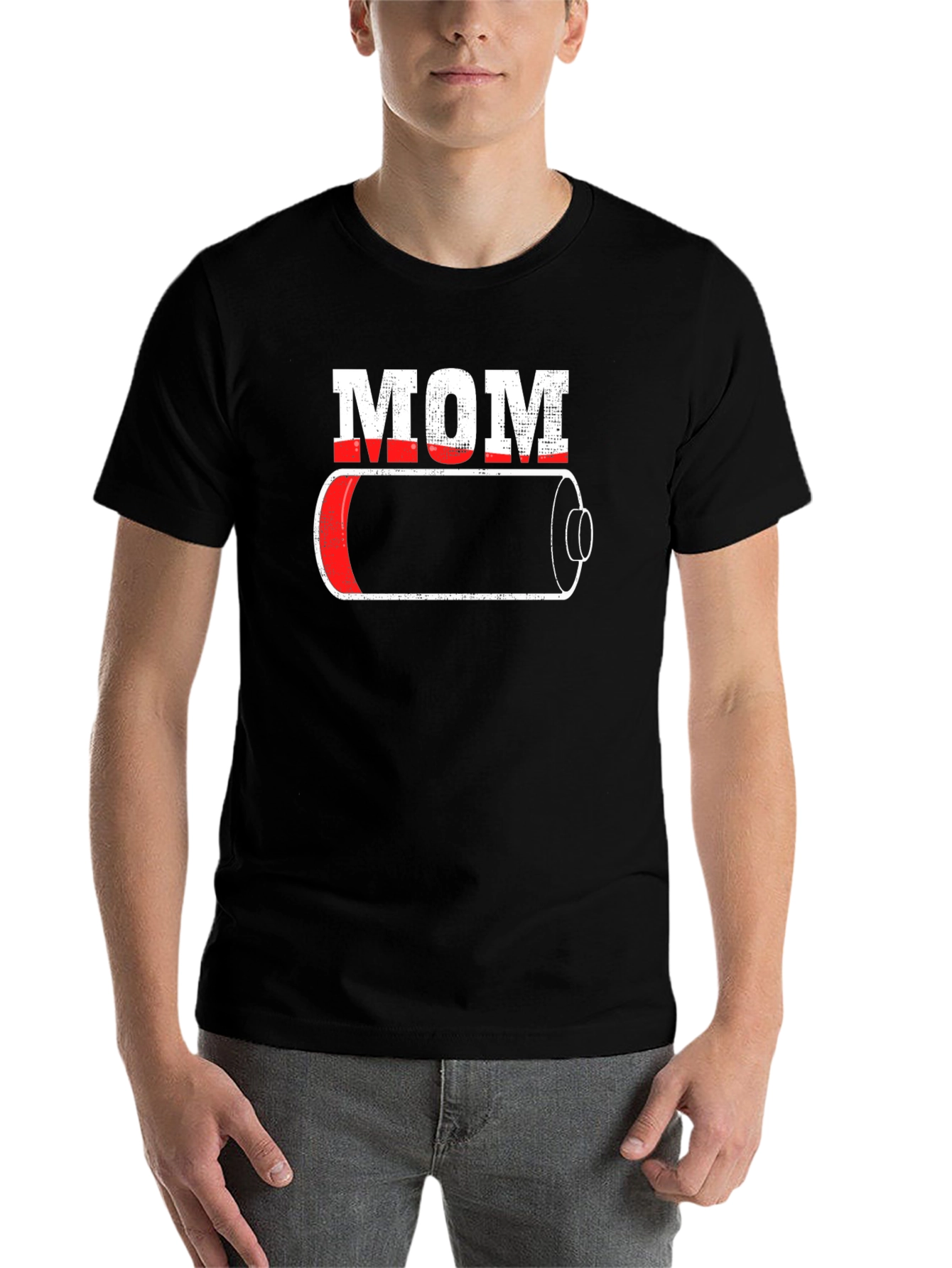 Black Mom Low Battery Graphic T-Shirt view 7