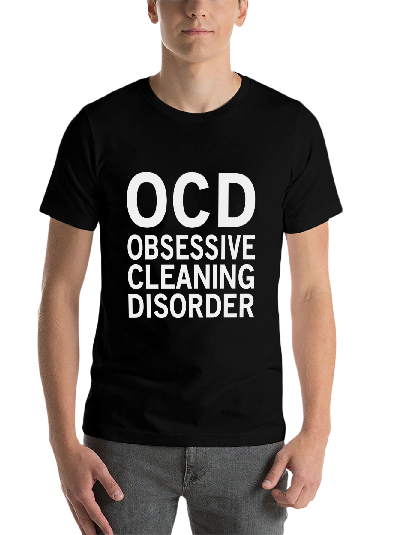 Black OCD Obsessive Cleaning Disorder Humor T-Shirt view 7