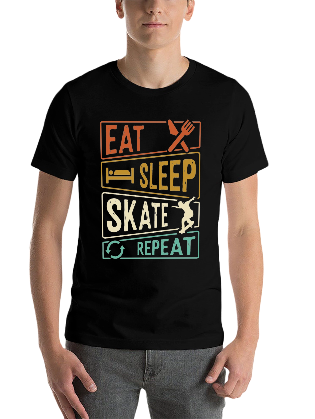 Black Eat Sleep Skate Repeat T-Shirt view 7