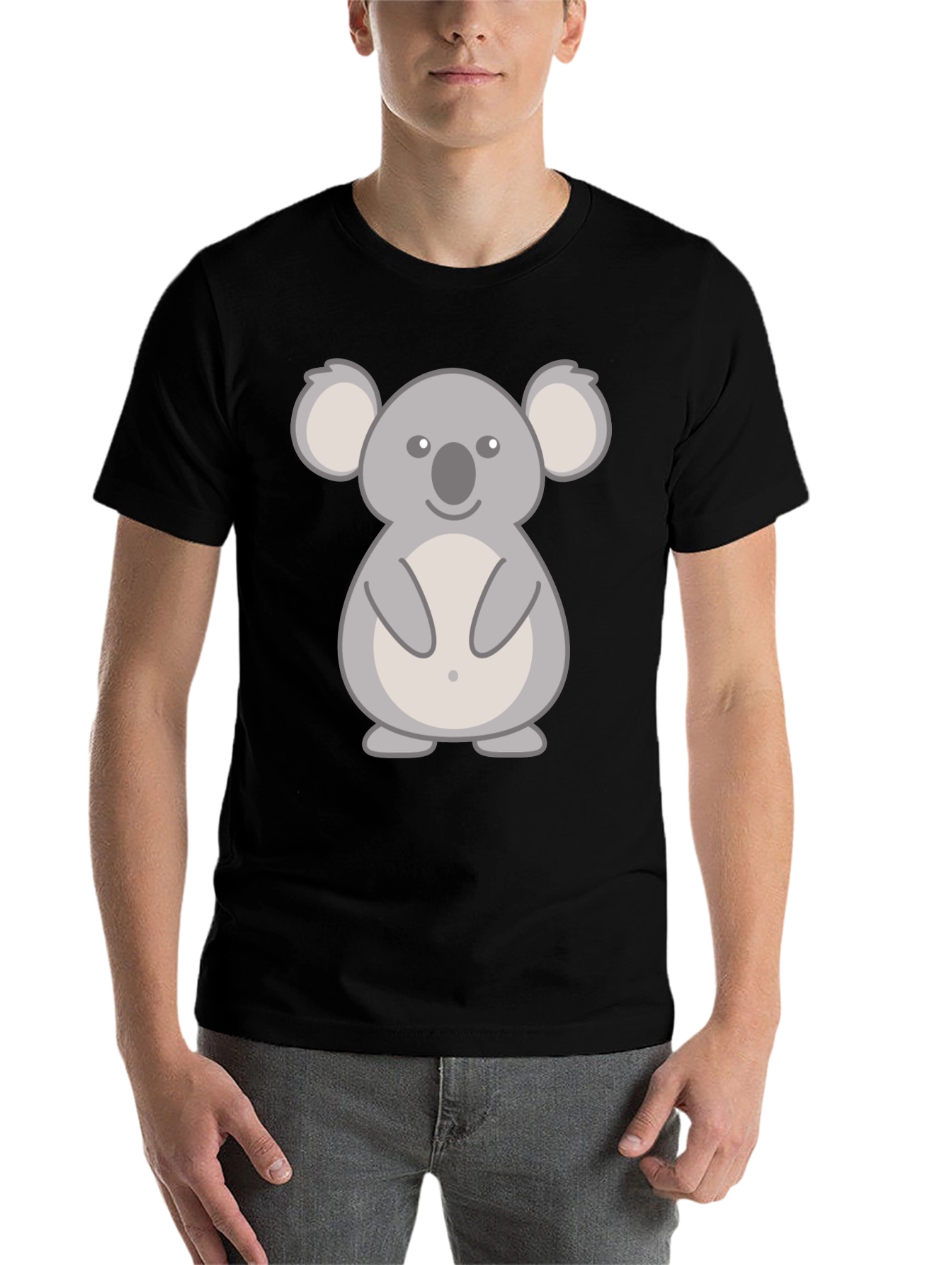 Black Cute Koala Graphic T-Shirt - Black Cotton Tee view 7