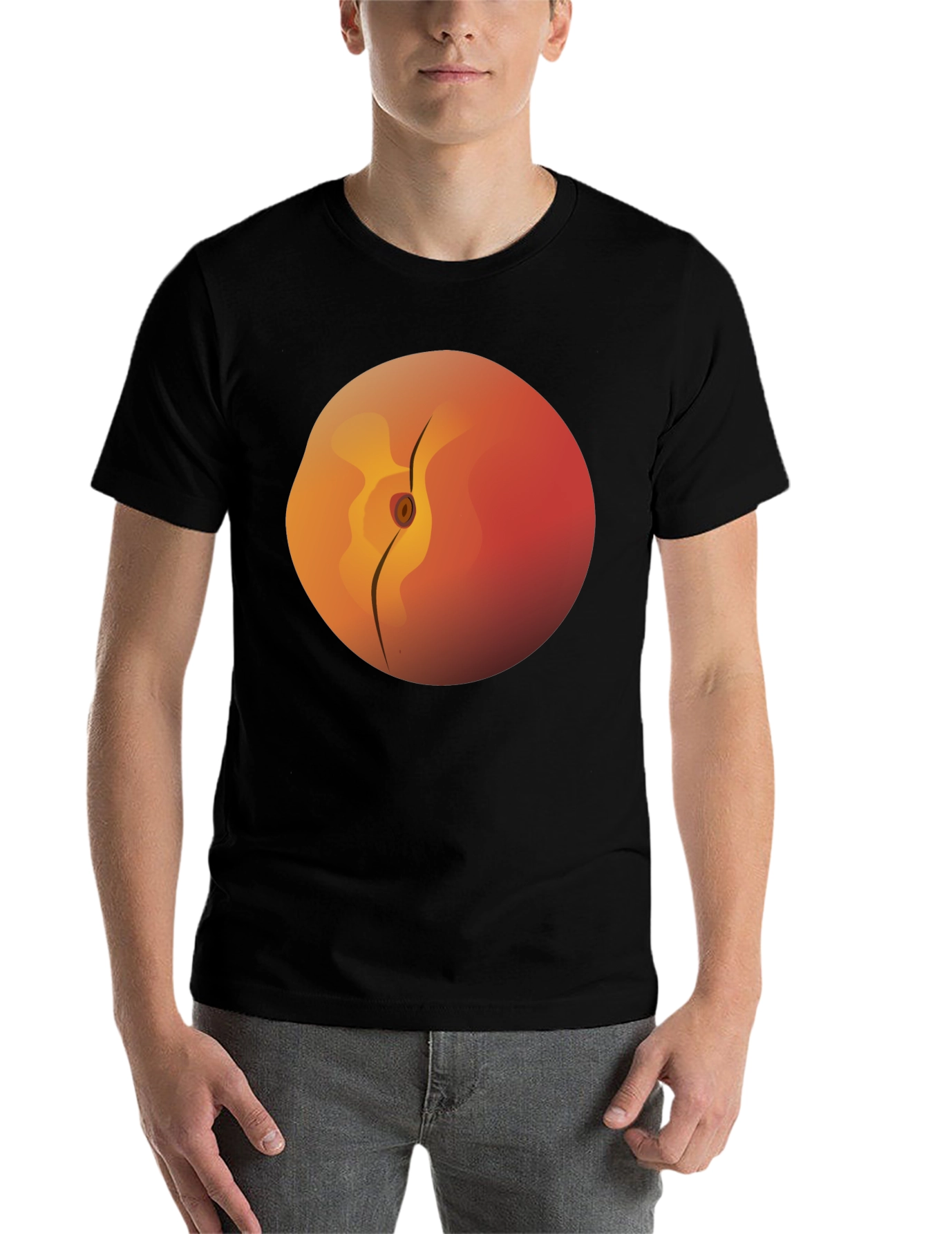 Black Peach Graphic Tee -  Soft Cotton Black T-Shirt view 7