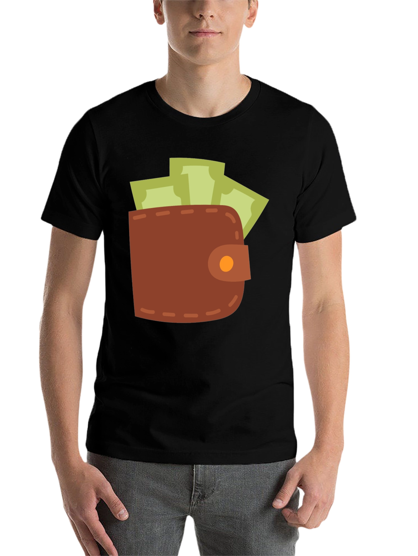 Black Wallet and Cash Graphic Black T-Shirt view 7