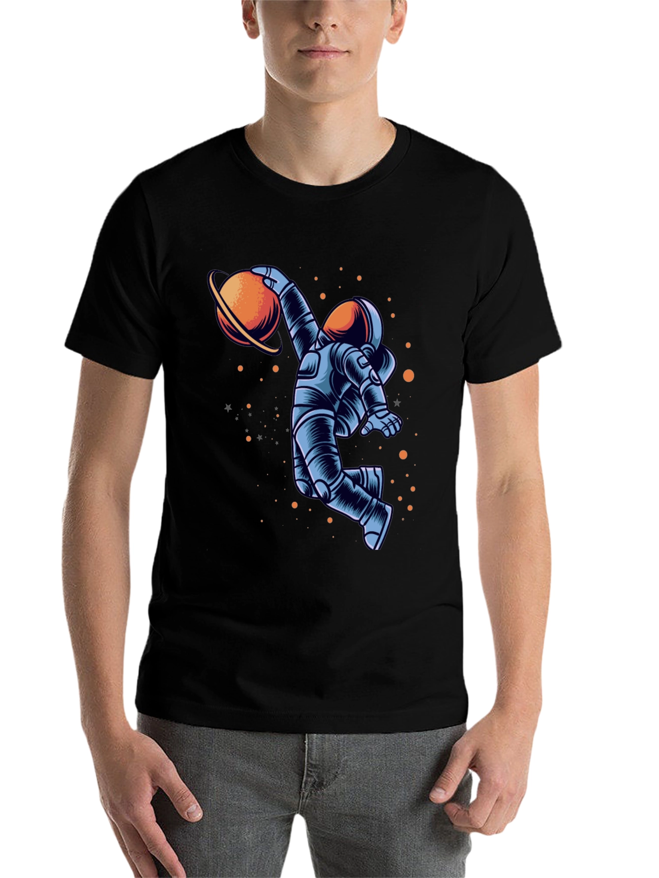 Black Astronaut Dunking Planet Graphic Tee view 7