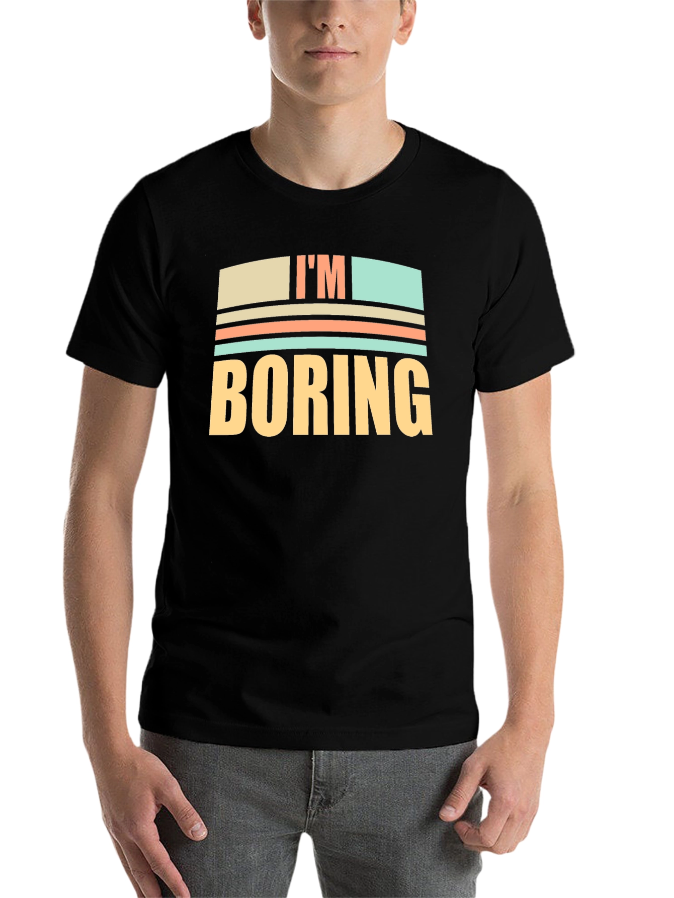 Black I'm Boring Graphic T-Shirt - Funny Novelty Tee view 7