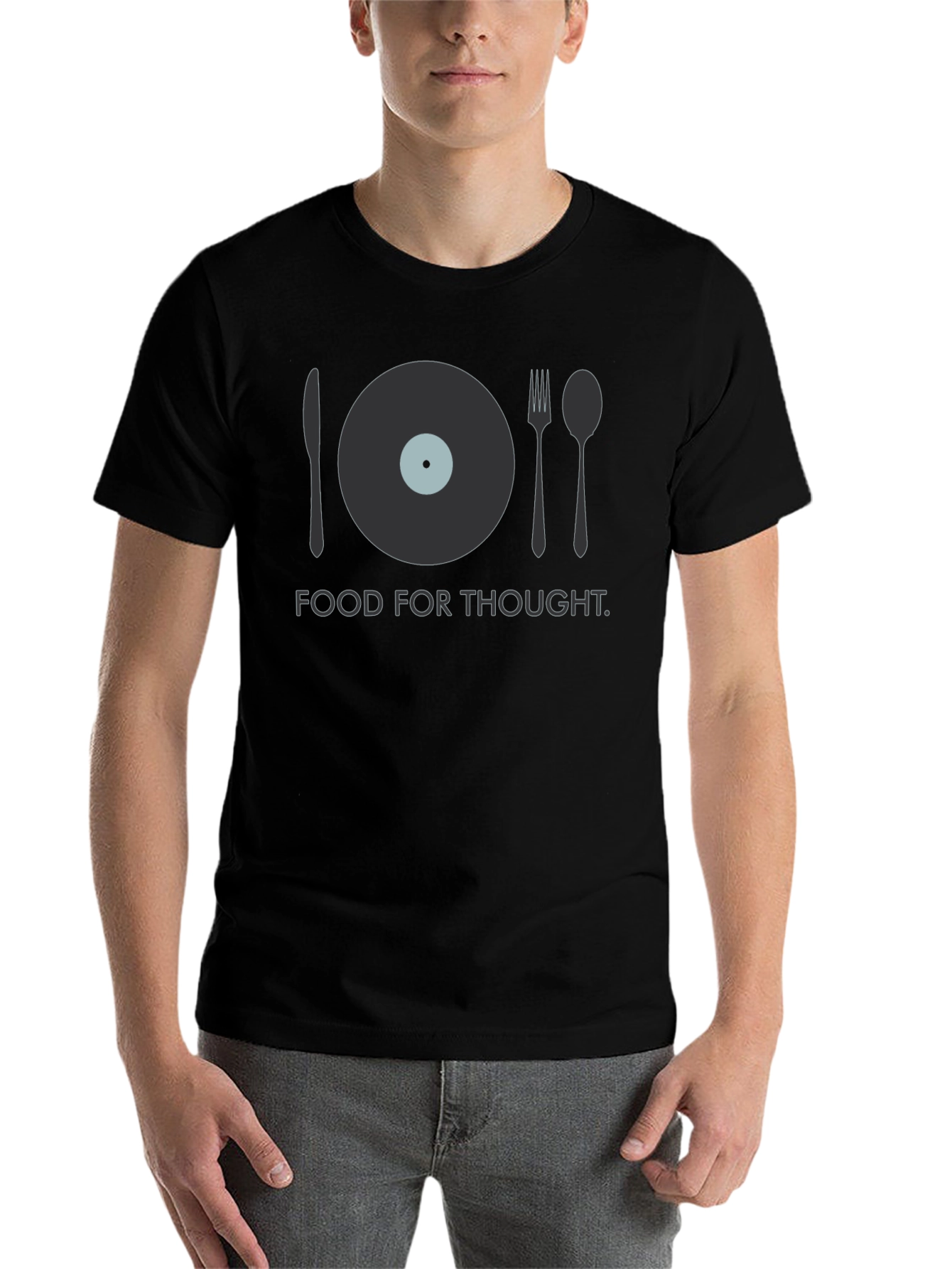 Black Food for Thought T-Shirt - Novelty Music Inspired Tee view 7