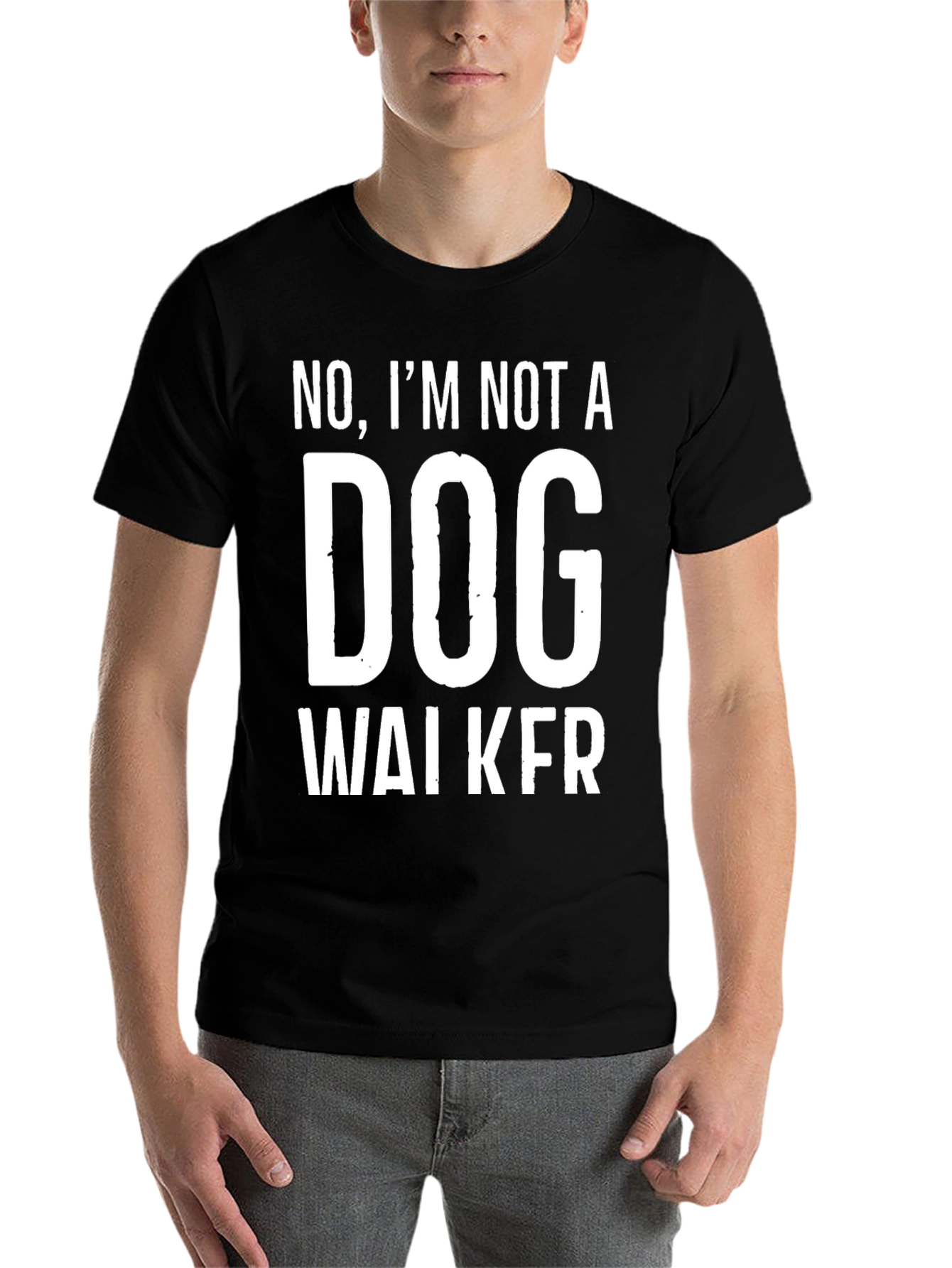 Black No Dog Walker Graphic Tee - Men's Humor T-Shirt view 7