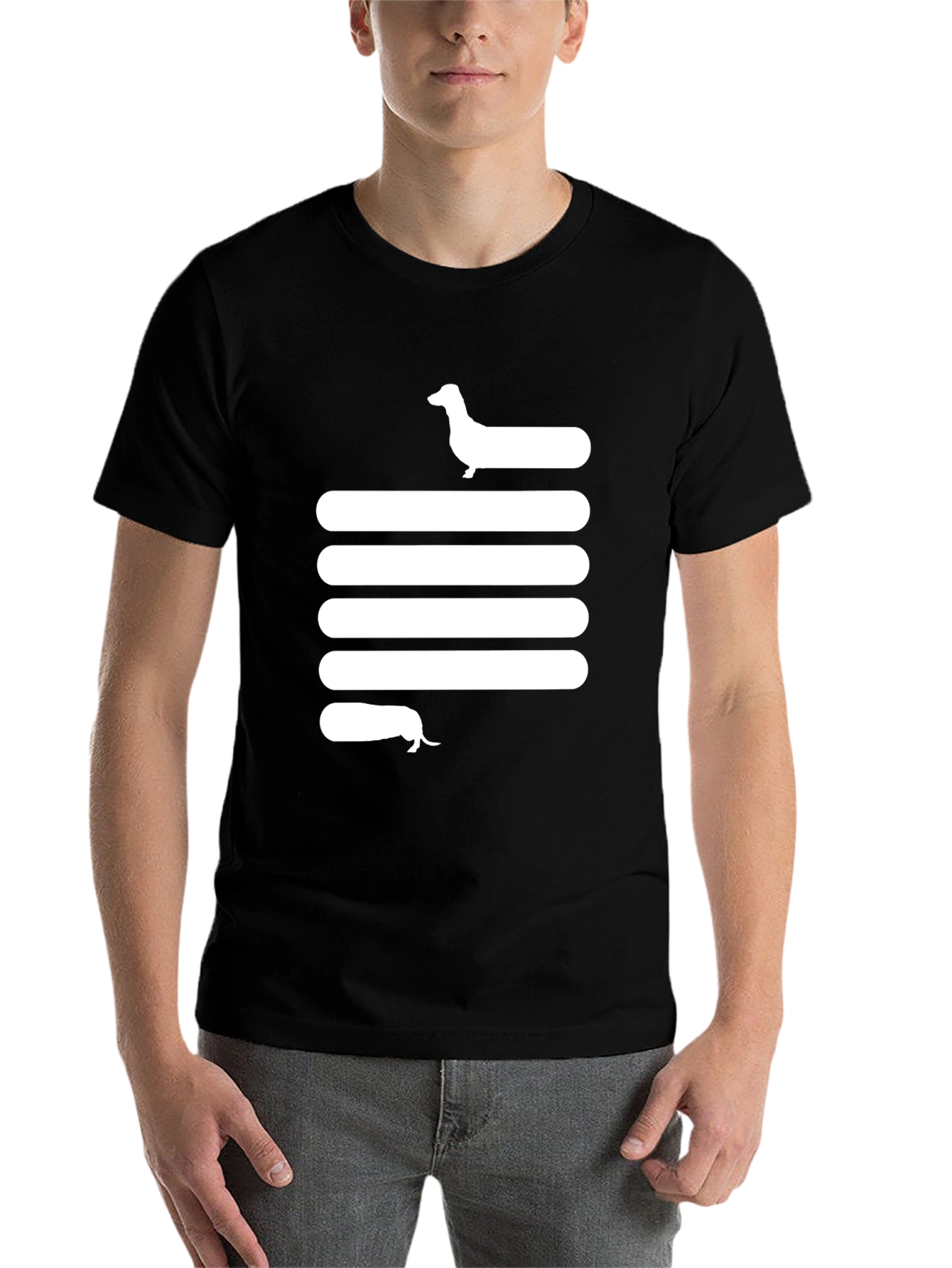 Black Dachshund Stripe Tee - Unique Dog Lover T-Shirt view 7