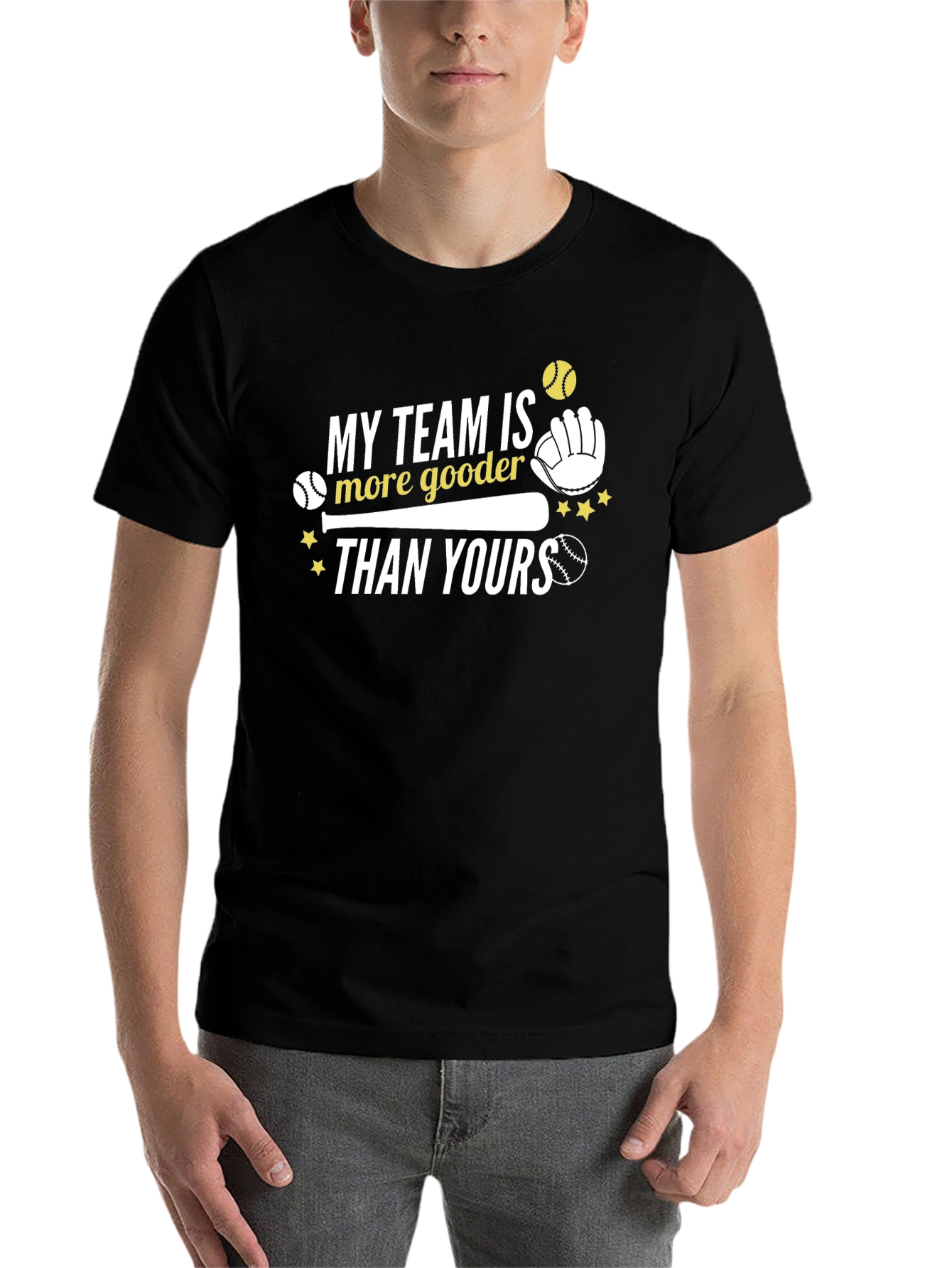 Black Baseball Team Humor Graphic T-Shirt view 7