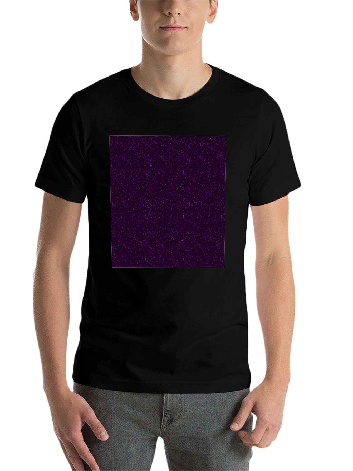 Black Galaxy Print Black Crew Neck T-Shirt view 7