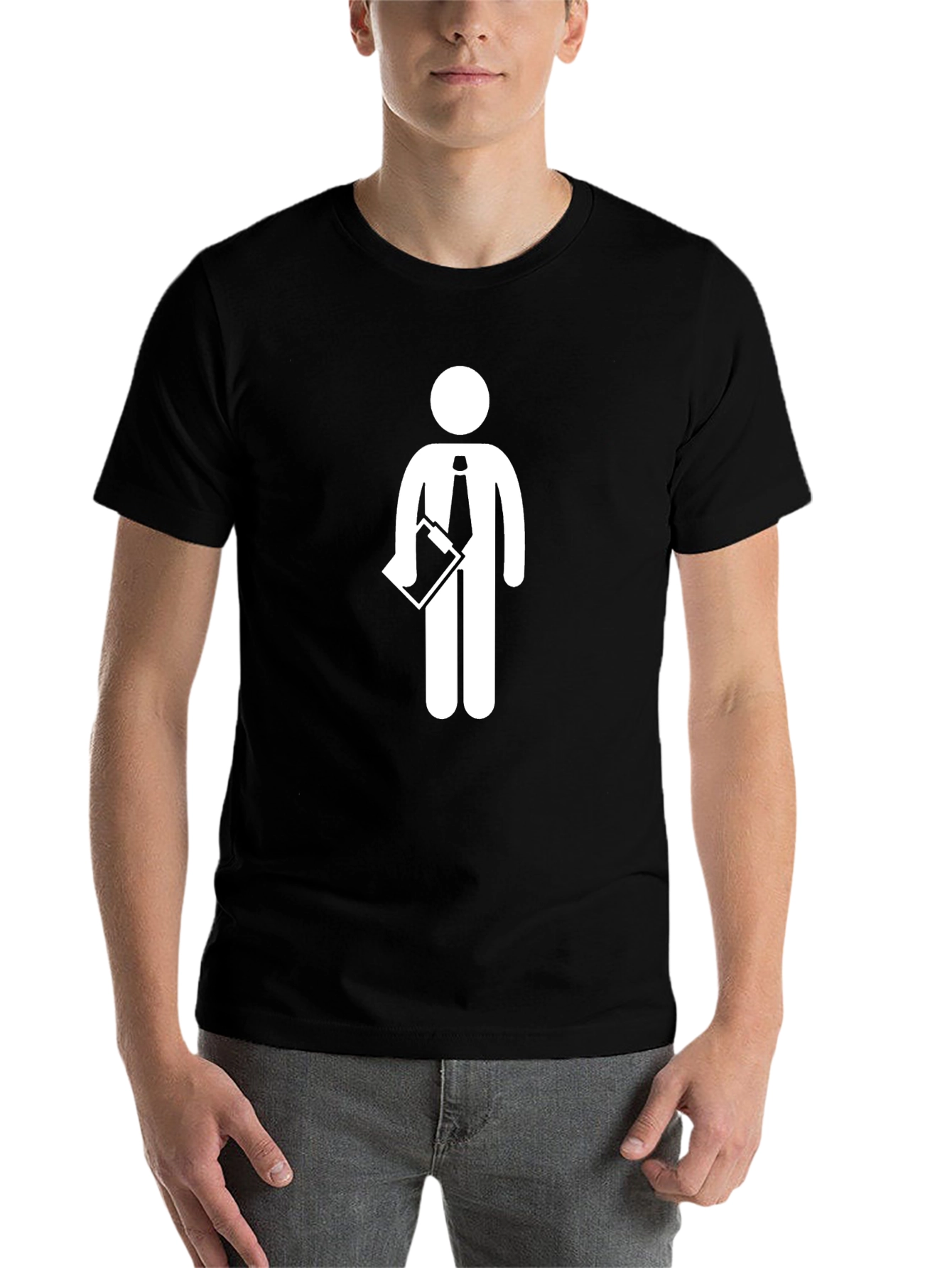 Black Business Man Graphic Tee - Funny Stick Figure Shirt view 7