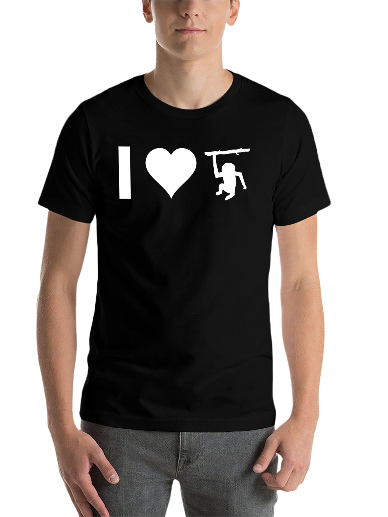 Black I Heart Monkeys Graphic Tee - Black Cotton T-Shirt view 7