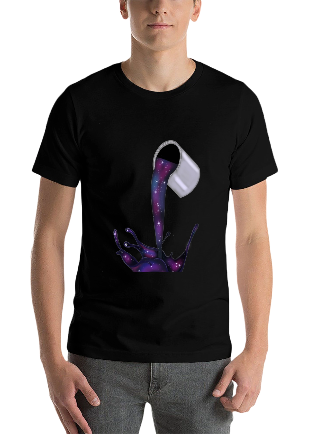 Black Galaxy Paint Pour Men's T-Shirt view 7
