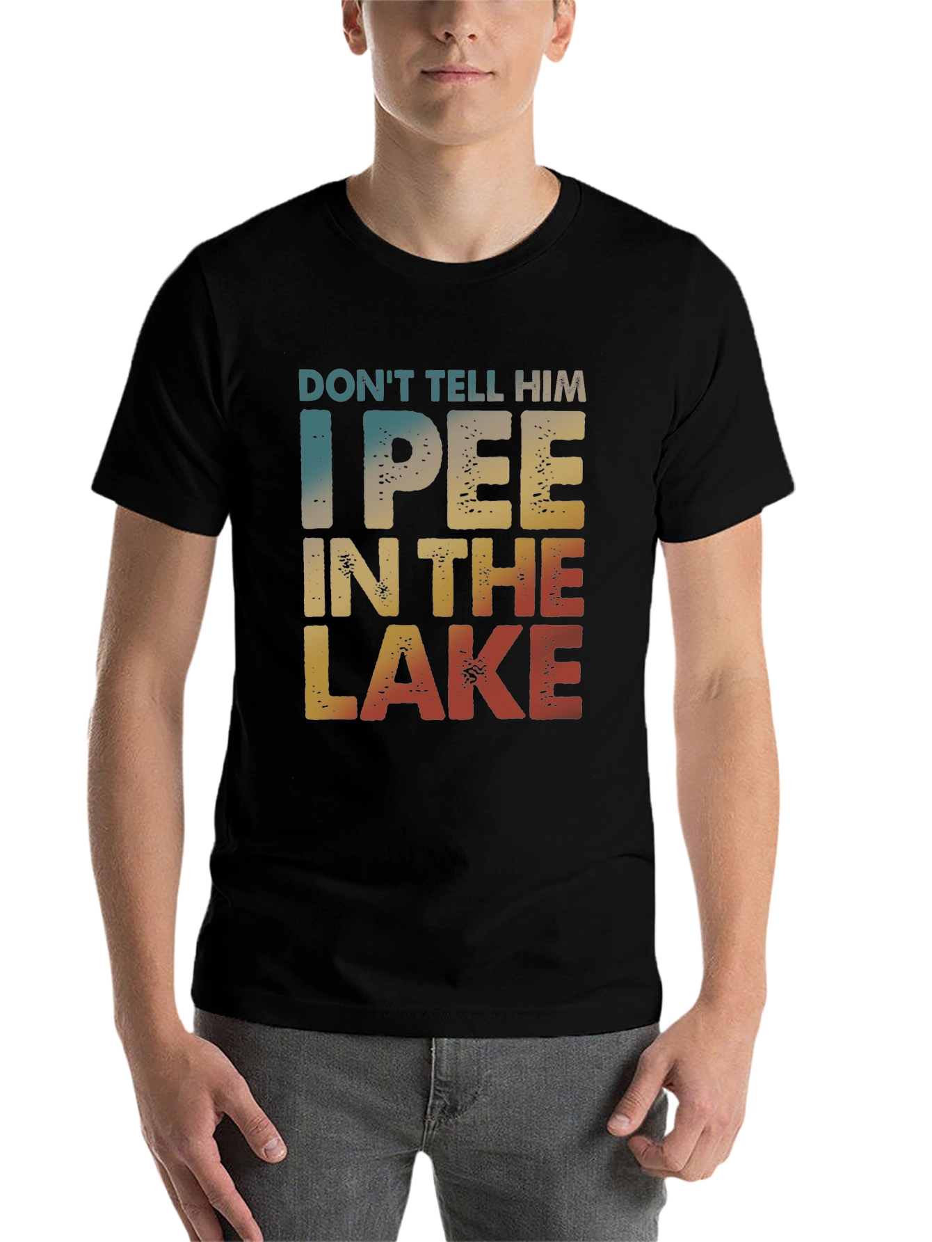 Black I Pee In The Lake Funny T-Shirt view 7