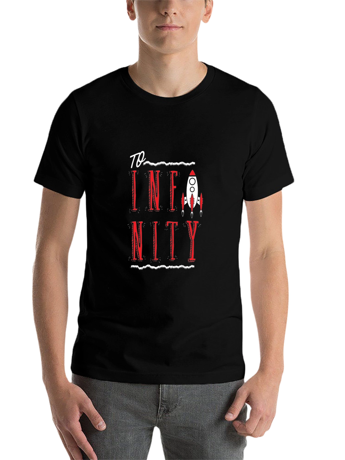 Black To Infinity Rocket Graphic Tee - Soft Black Cotton T-Shirt view 7
