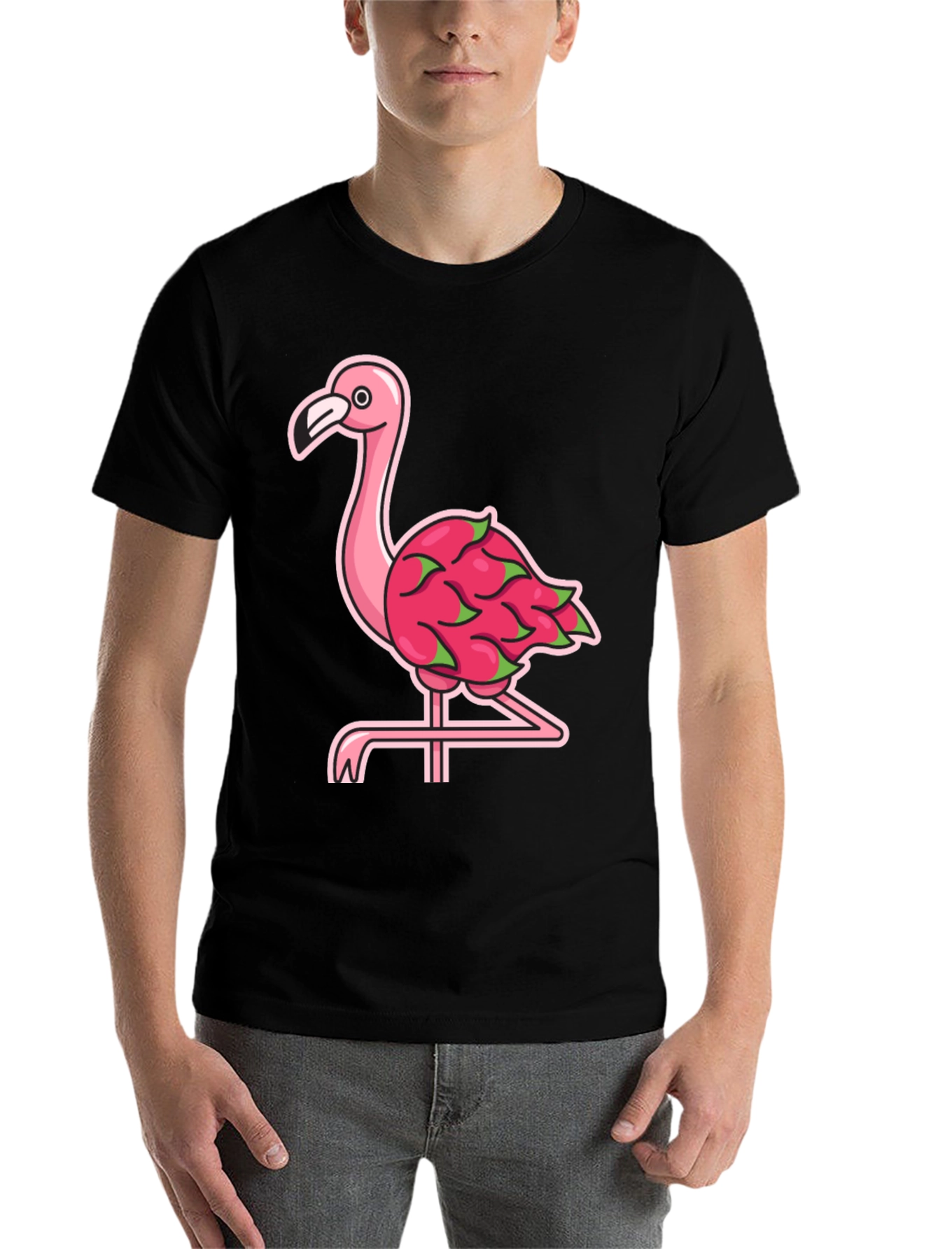 Black Flamingo Dragon Fruit Graphic Tee view 7