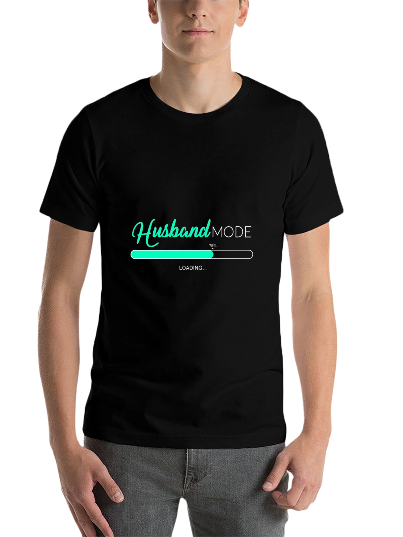 Black Husband Mode Loading Men's Black T-Shirt view 7