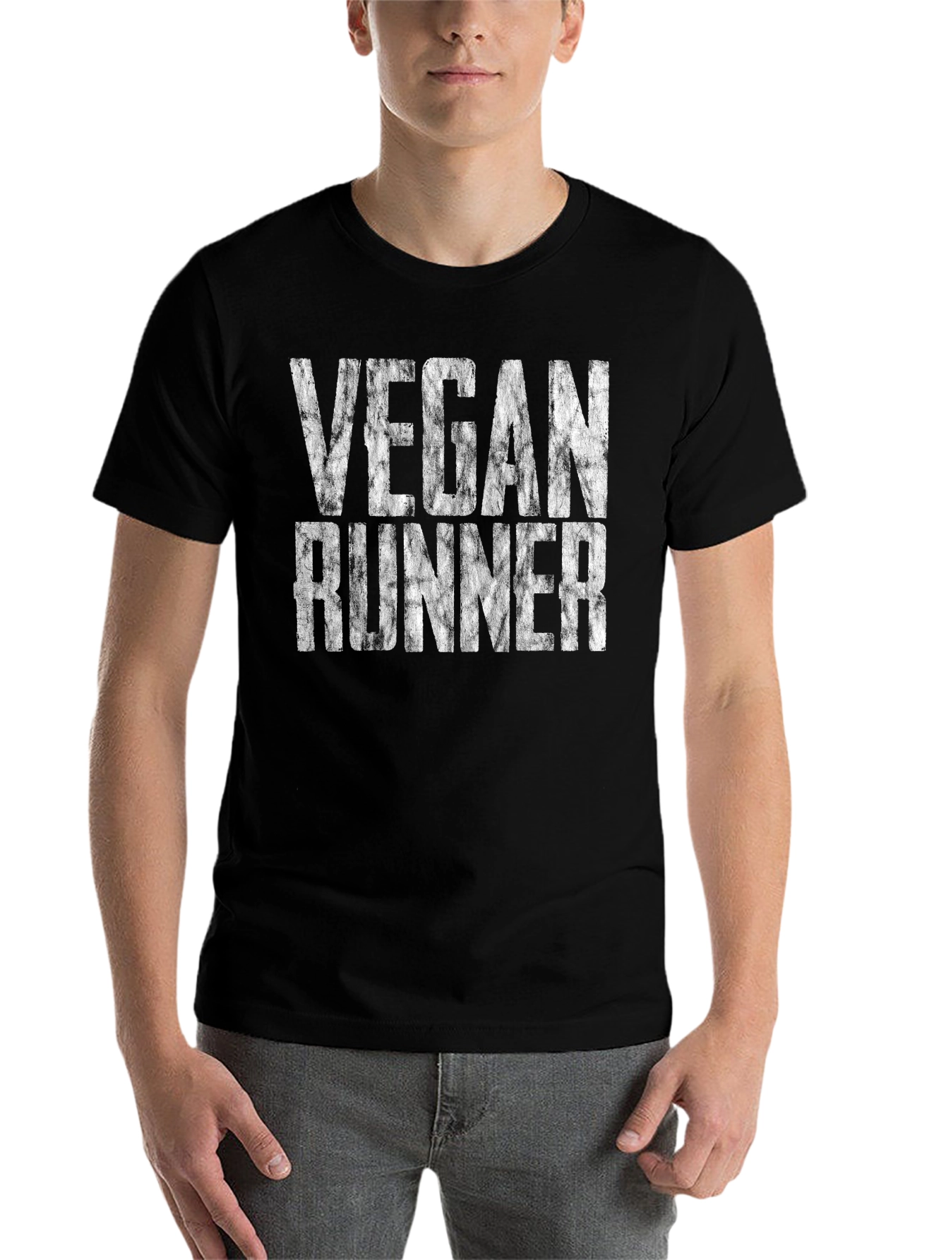 Black Vegan Runner Graphic Tee - Unisex Soft Cotton T-Shirt view 7
