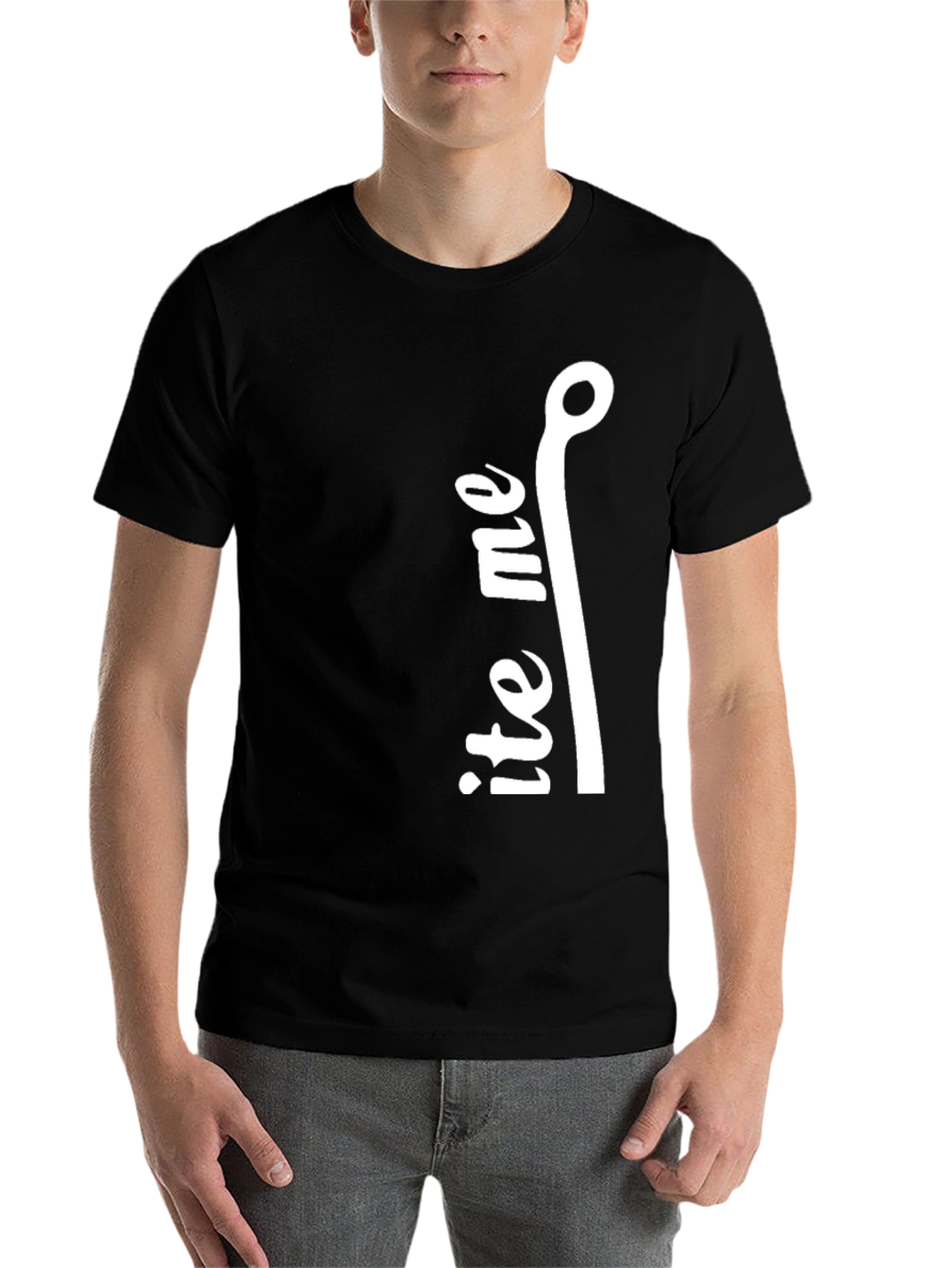 Black Bite Me Fishing Hook Graphic Tee - Black Cotton view 7