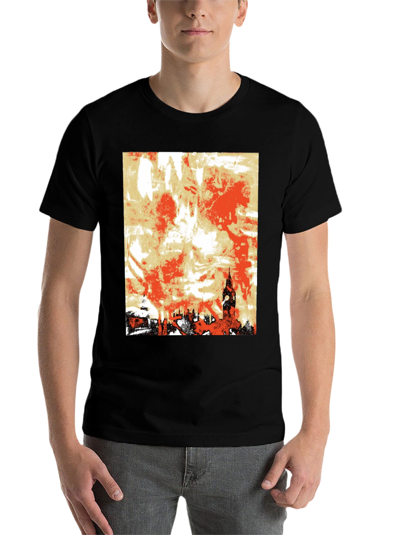 Black London Skyline Graphic Tee - Black view 7