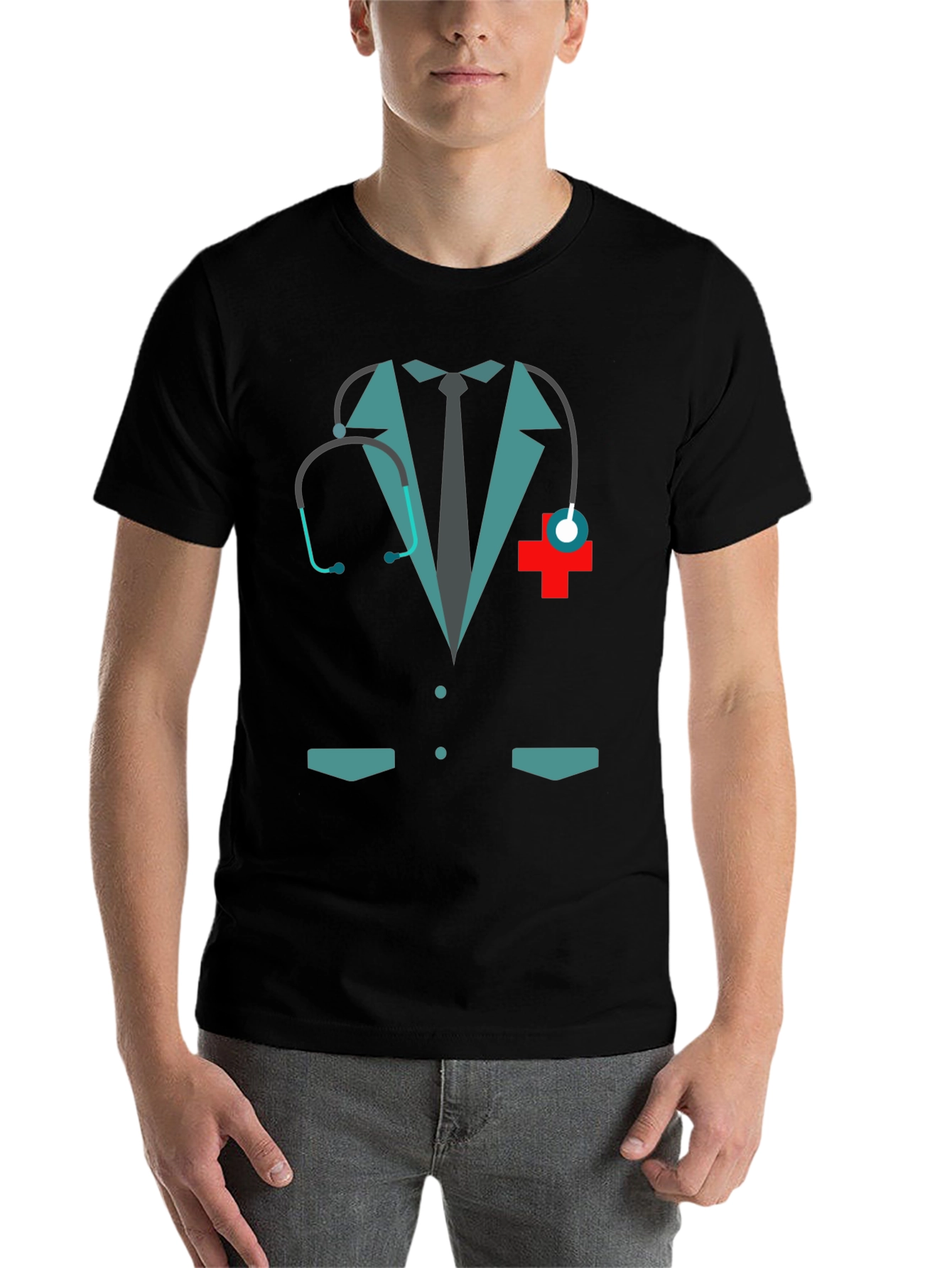 Black Doctor Costume Graphic Tee - Novelty Design view 7