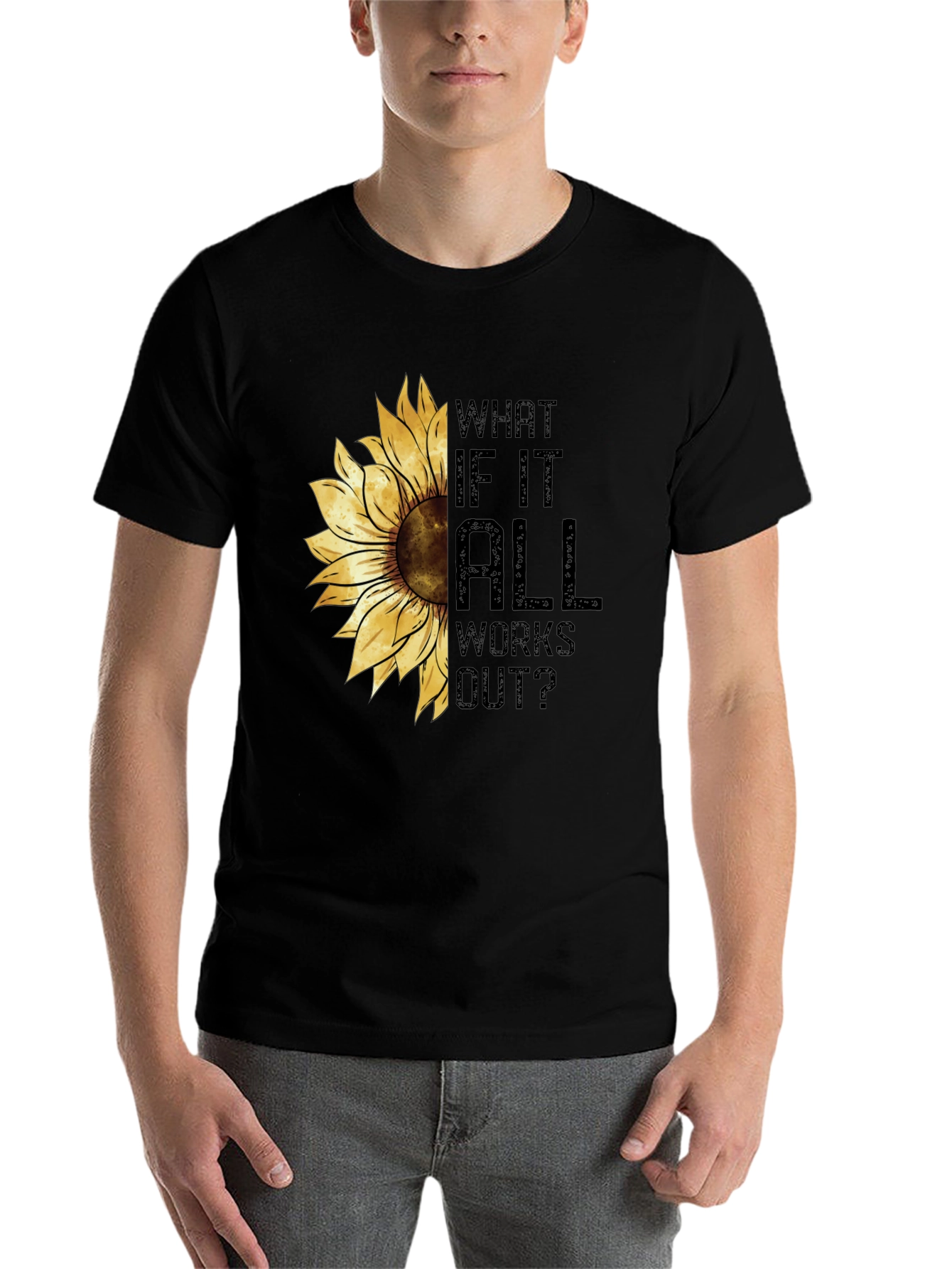 Black Sunflower Graphic Tee - What If It All Works Out? - Black view 7