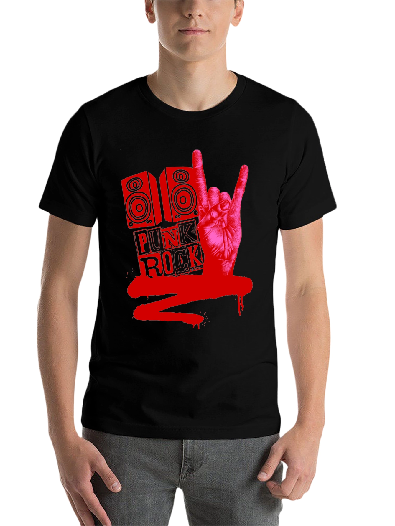 Black Punk Rock Graphic Tee view 7