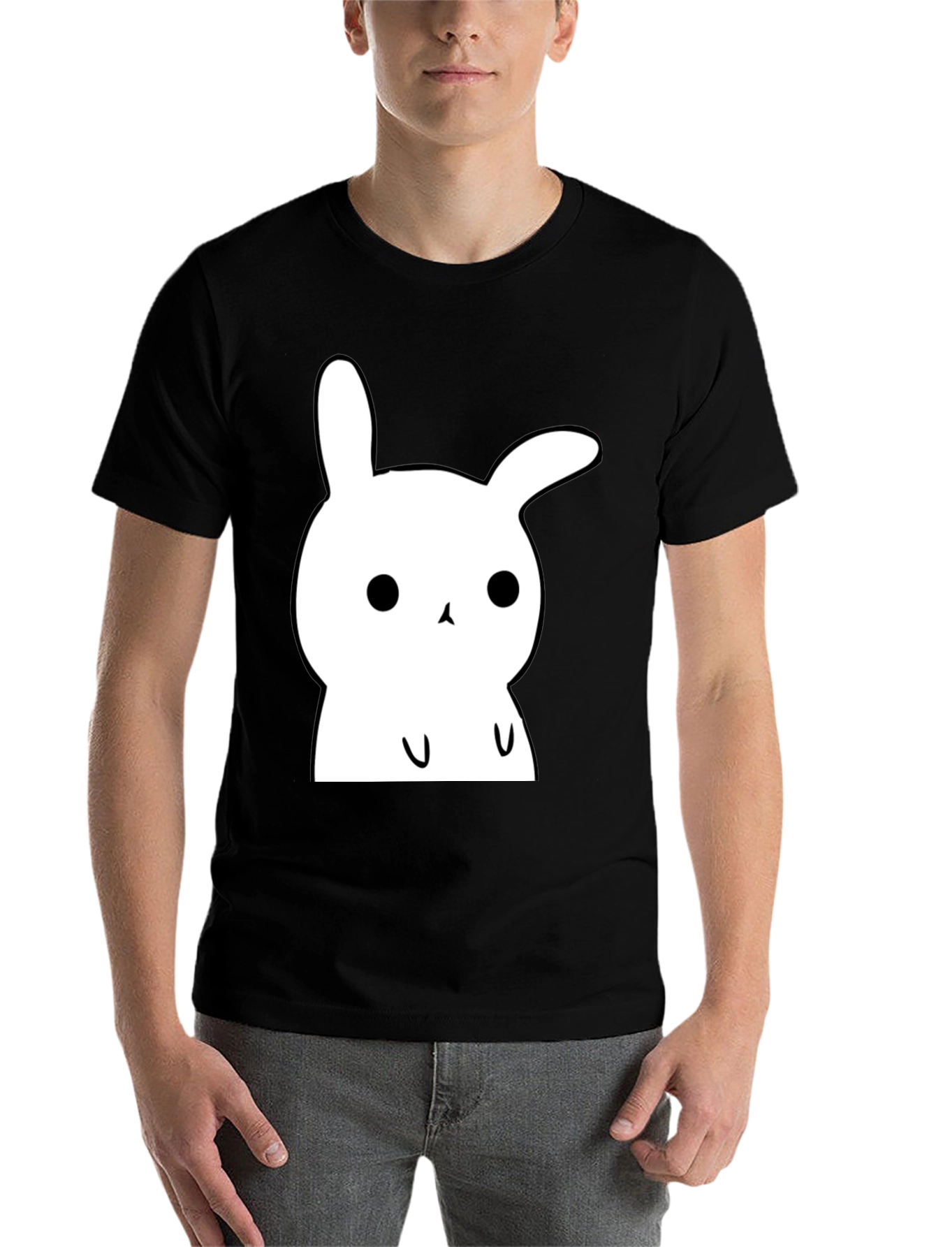 Black Cute Bunny Graphic T-Shirt - Soft Cotton Tee view 7