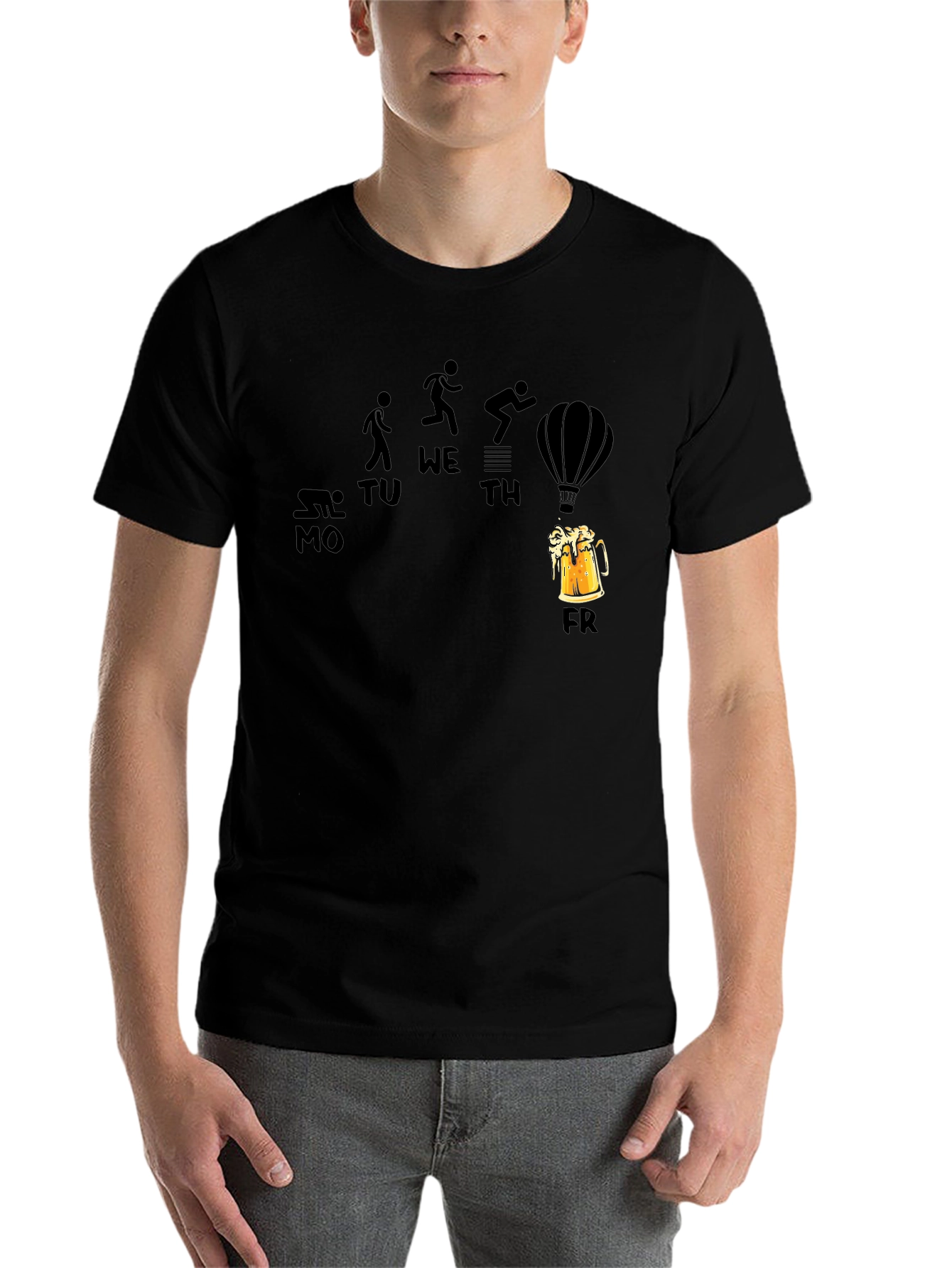 Black Funny Weekday Evolution Beer Friday Graphic T-Shirt view 7
