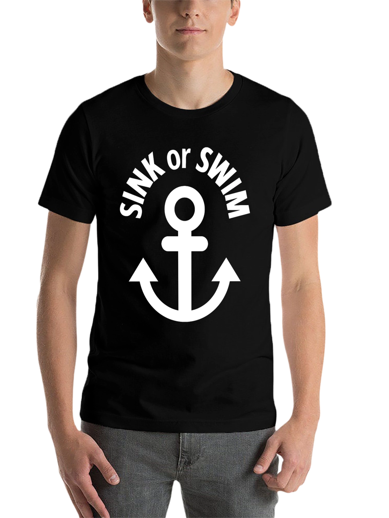 Black Sink or Swim Anchor Graphic T-Shirt view 7