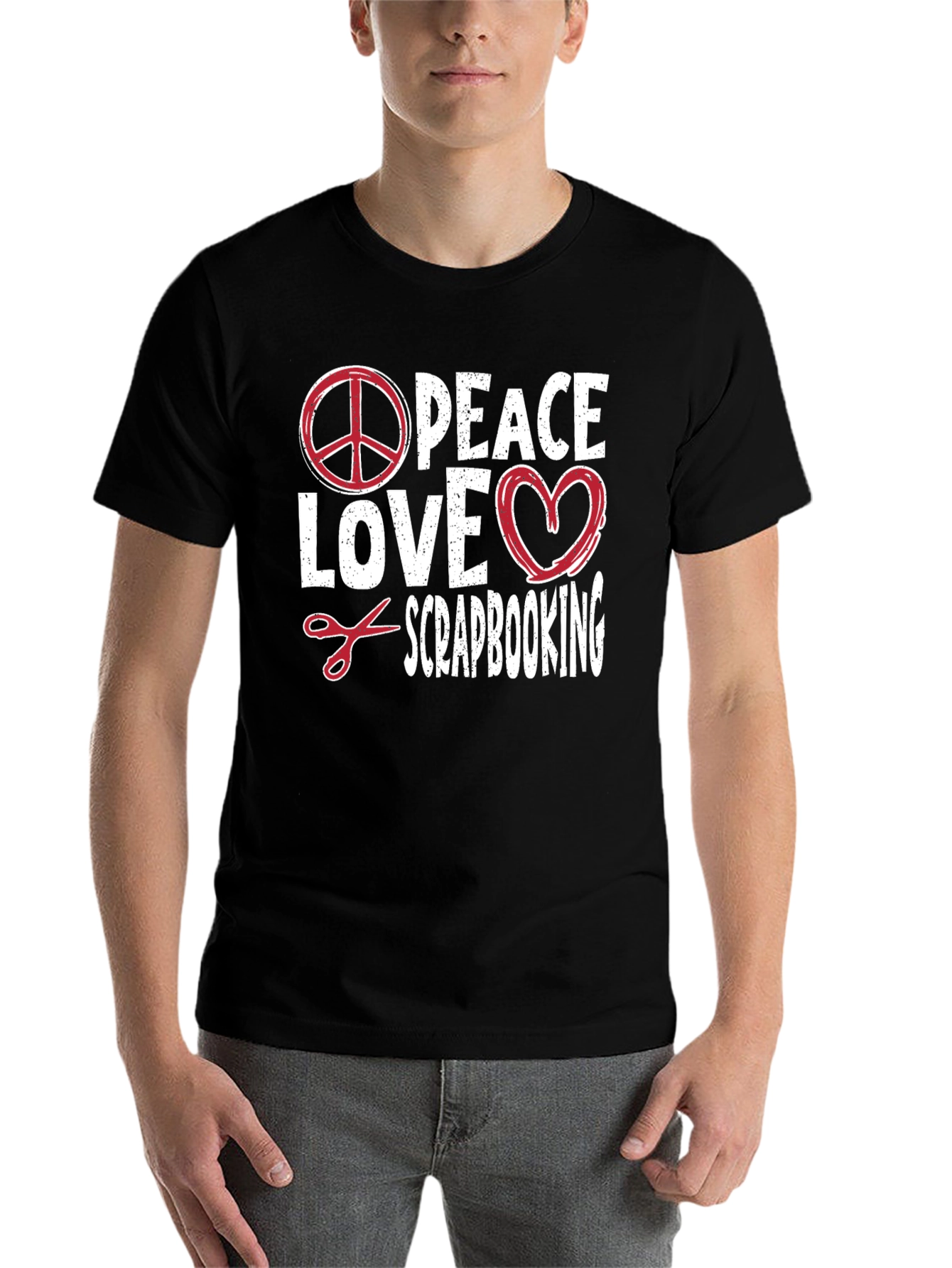 Black Peace Love Scrapbooking Graphic Tee view 7
