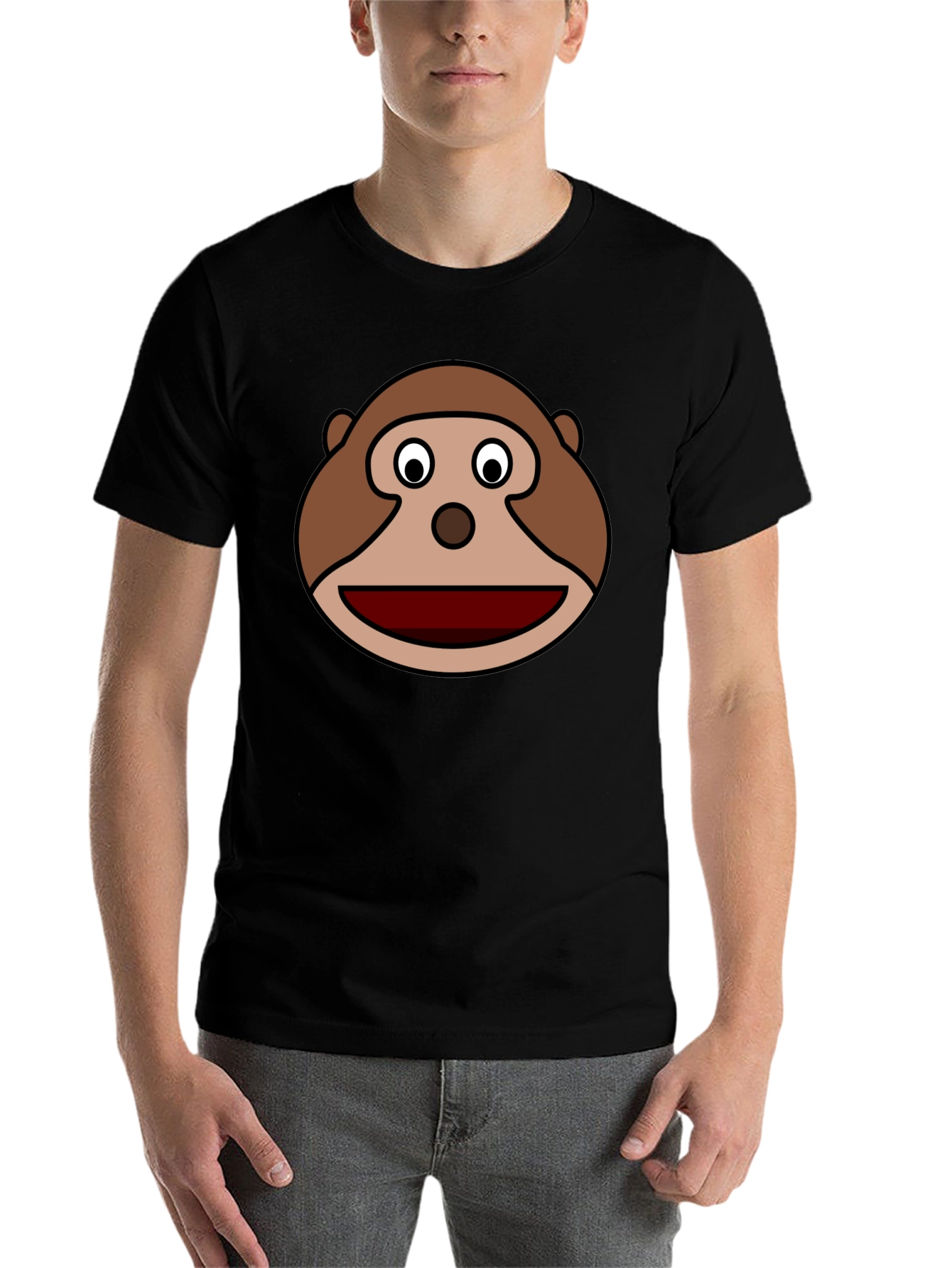 Black Monkey Face Graphic Tee - Black Cotton Casual view 7