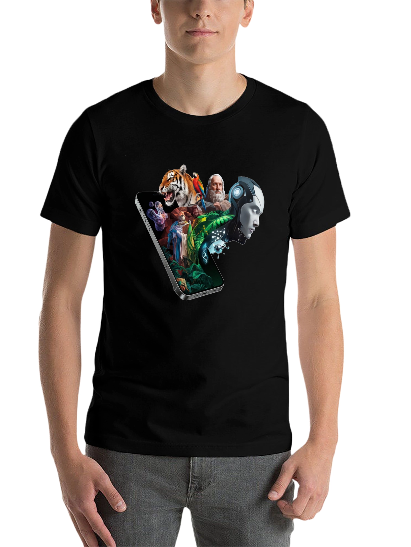 Black Evolutionary T-Shirt: Art Meets Technology view 7