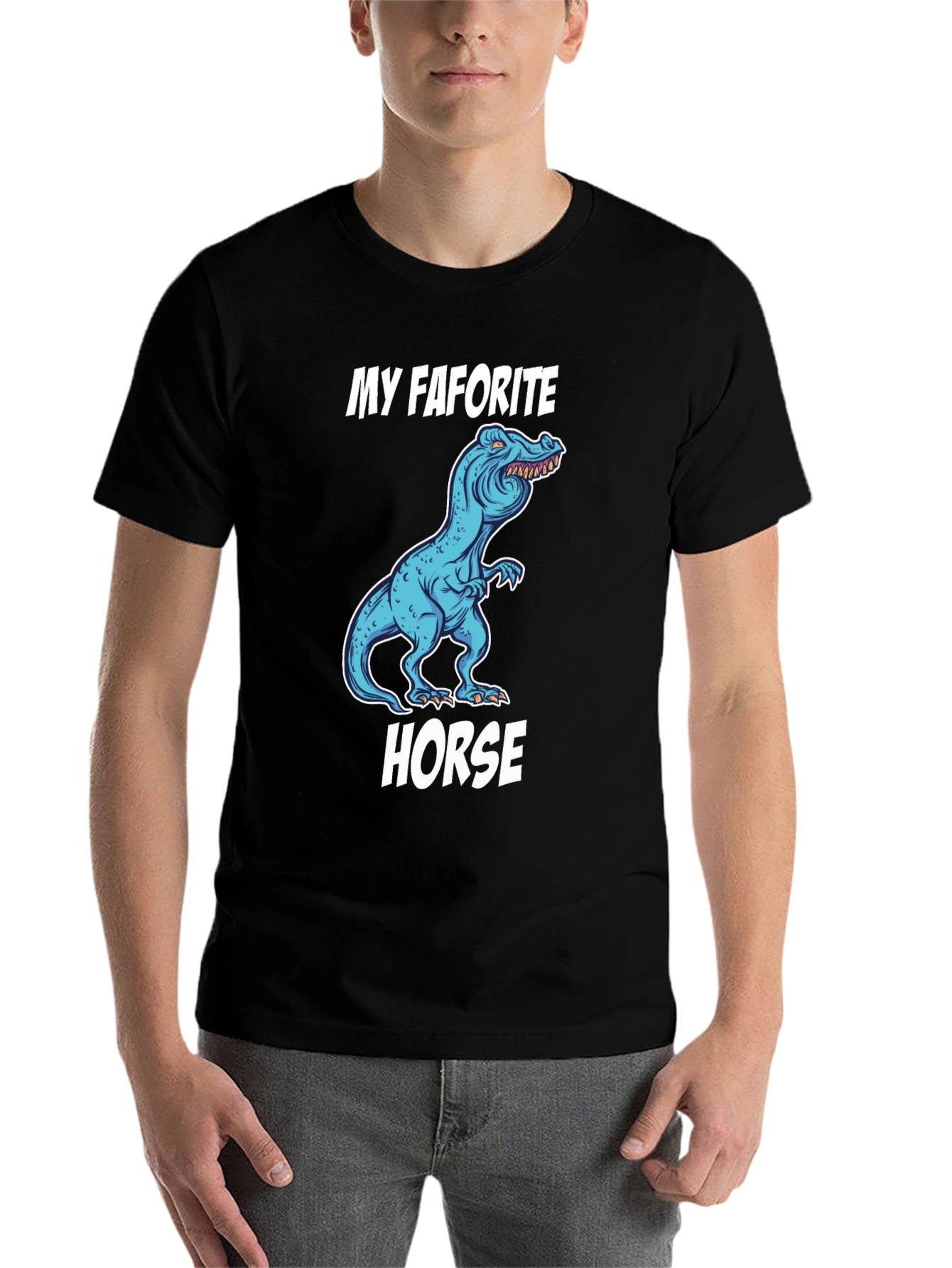 Black My Favorite Horse Dinosaur T-Shirt view 7