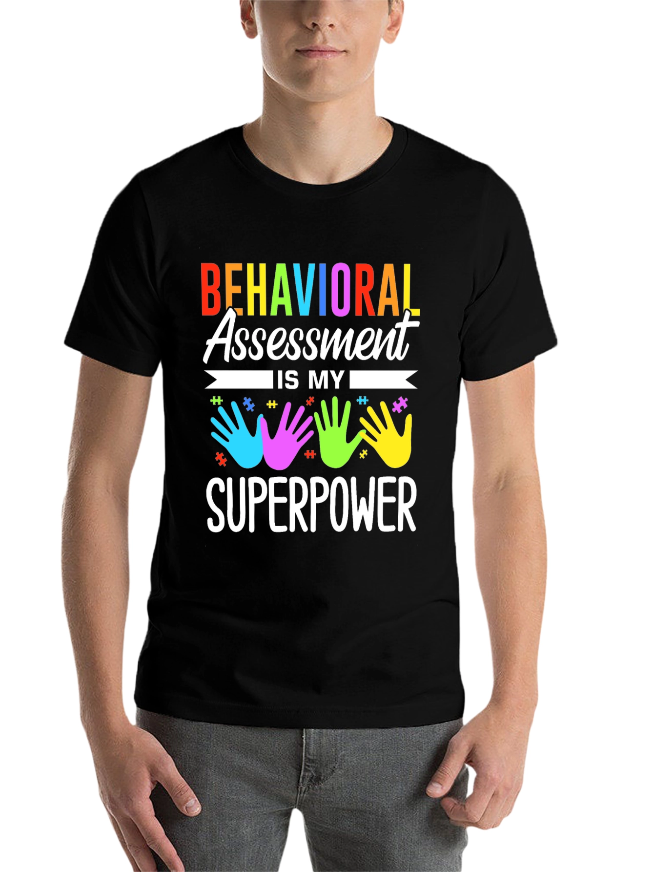 Black Behavioral Assessment Superpower T-Shirt view 7