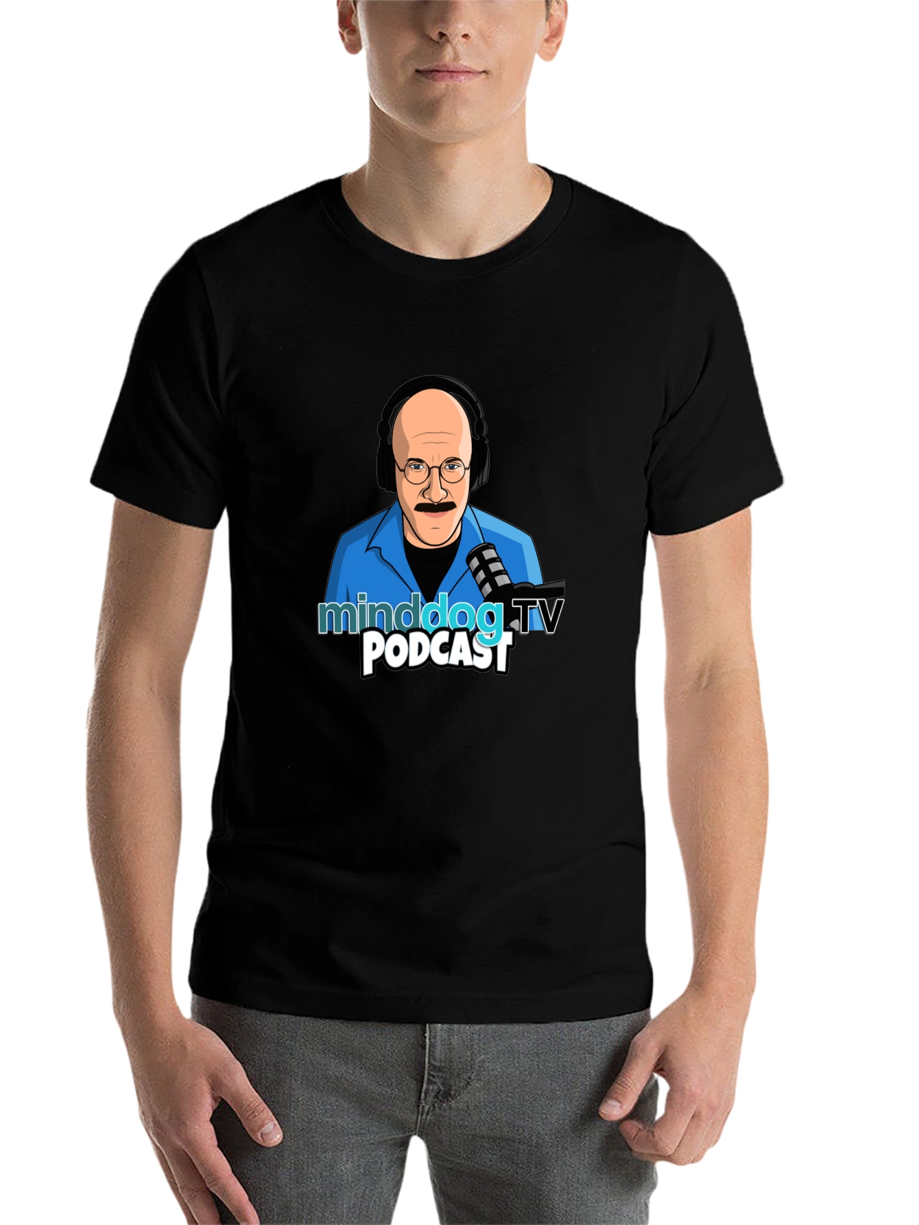 Black Minddog.TV Podcast Graphic T-Shirt view 7