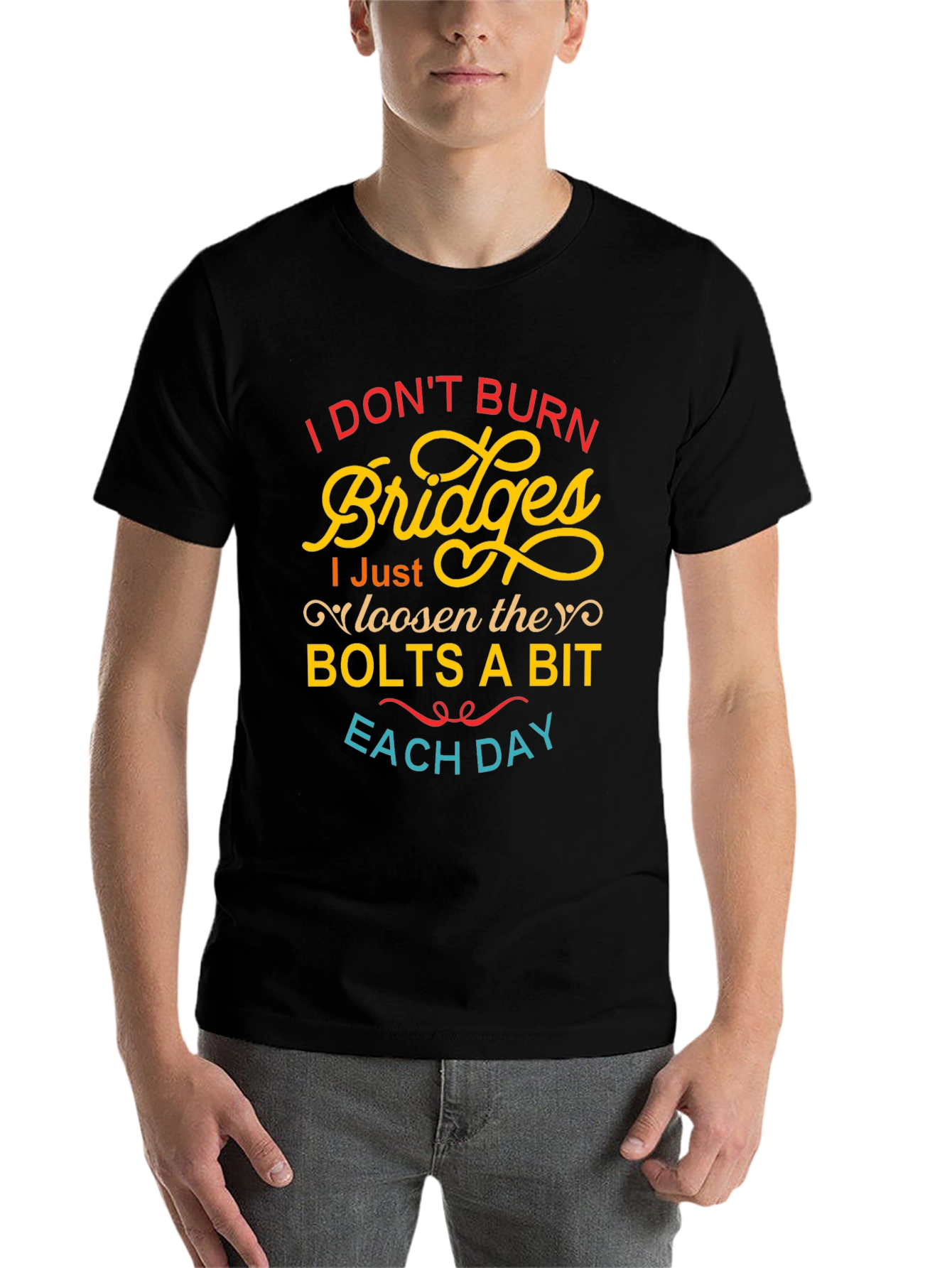 Black I Don't Burn Bridges Funny Graphic Tee view 7