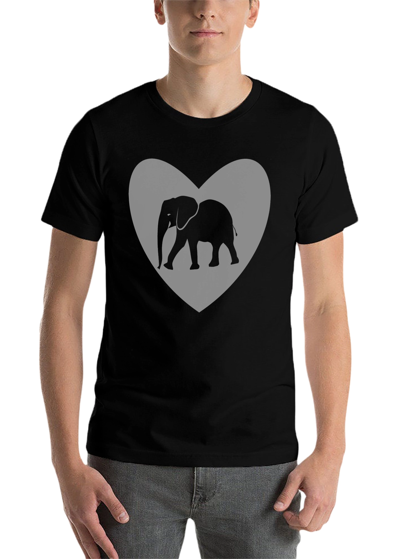 Black Elephant Heart Graphic Tee - Black view 7