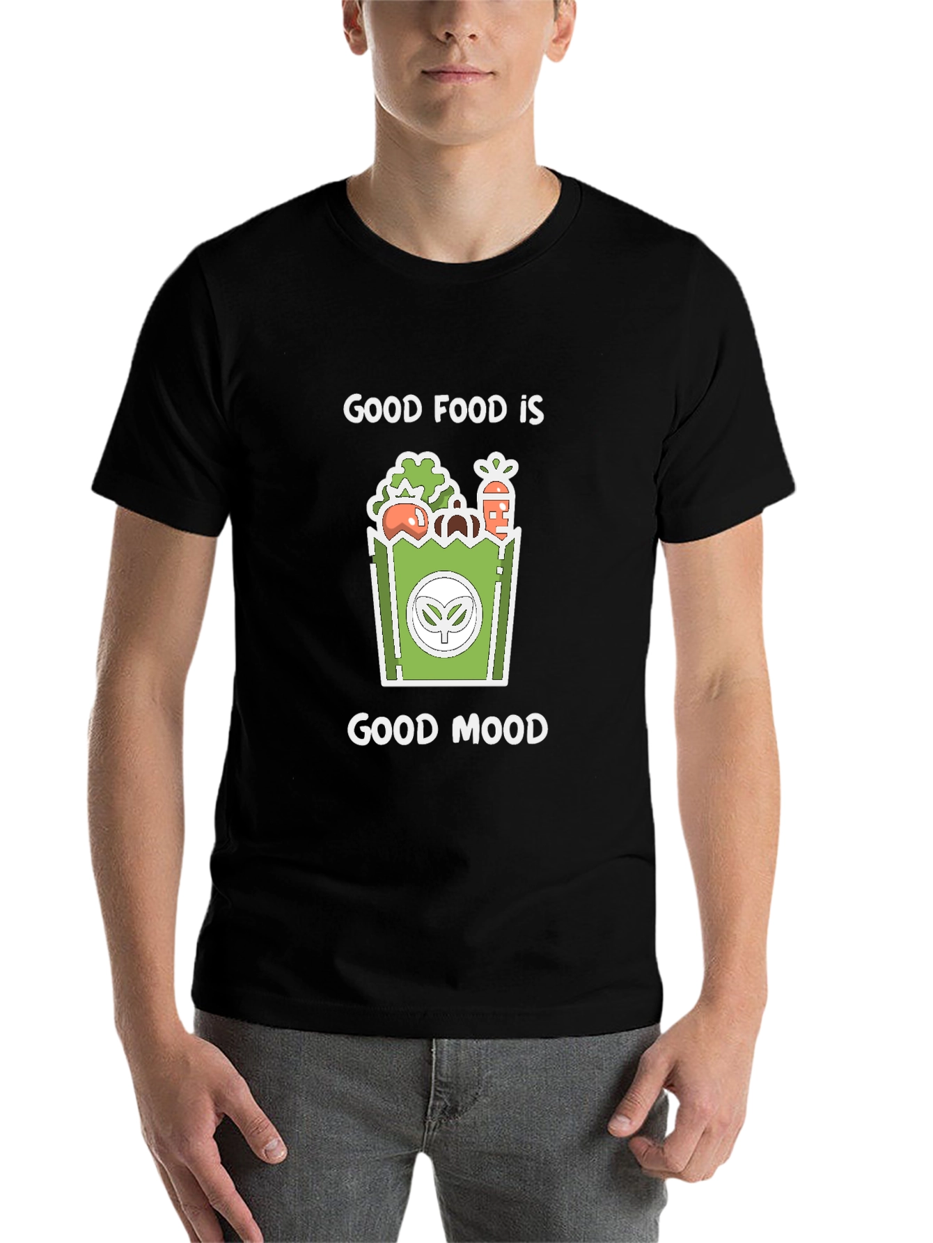 Black Good Food, Good Mood Graphic Tee - Black view 7