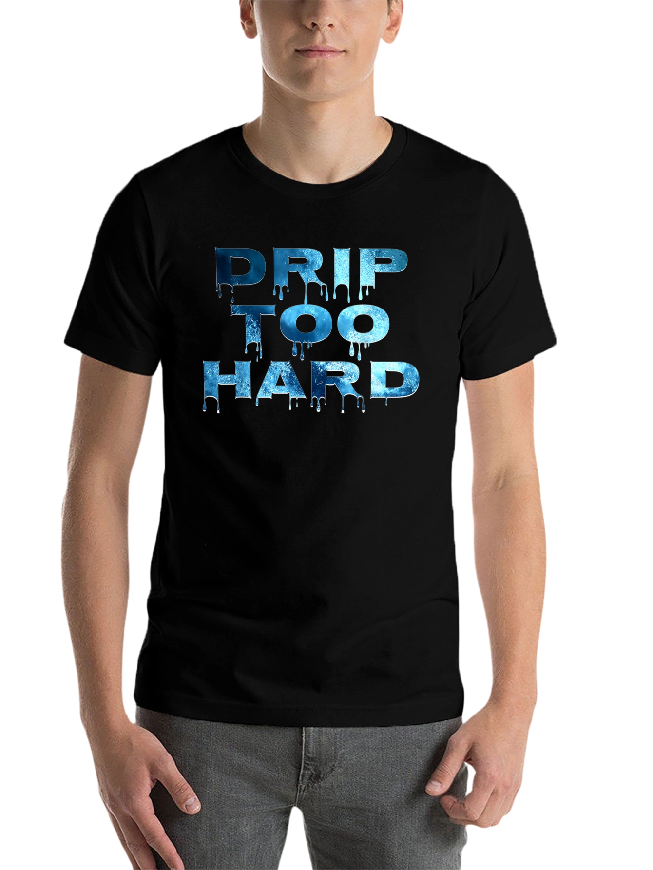 Black Drip Too Hard Graphic T-Shirt - Black view 7