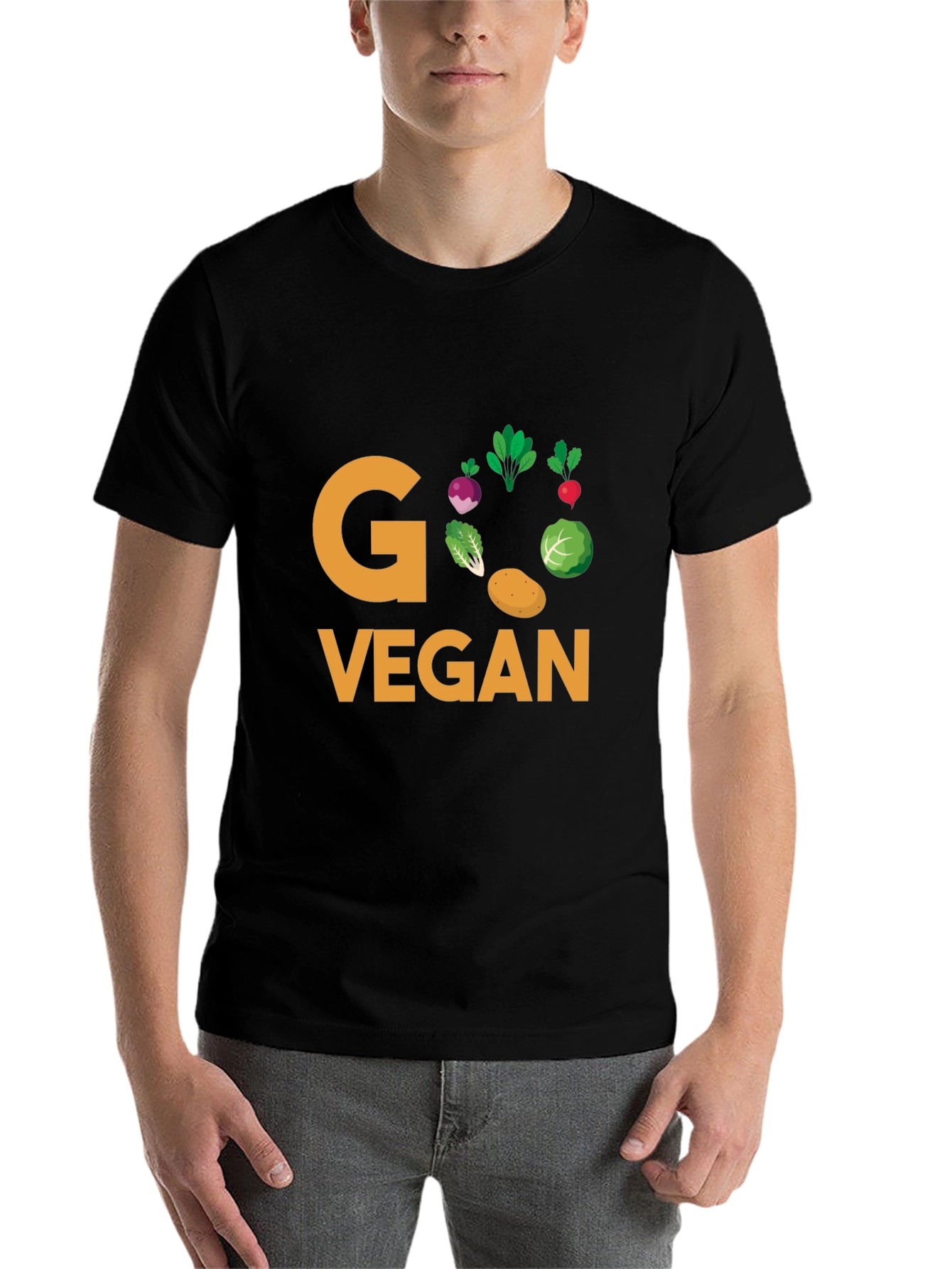Black Go Vegan T-Shirt - Black Cotton Tee view 7