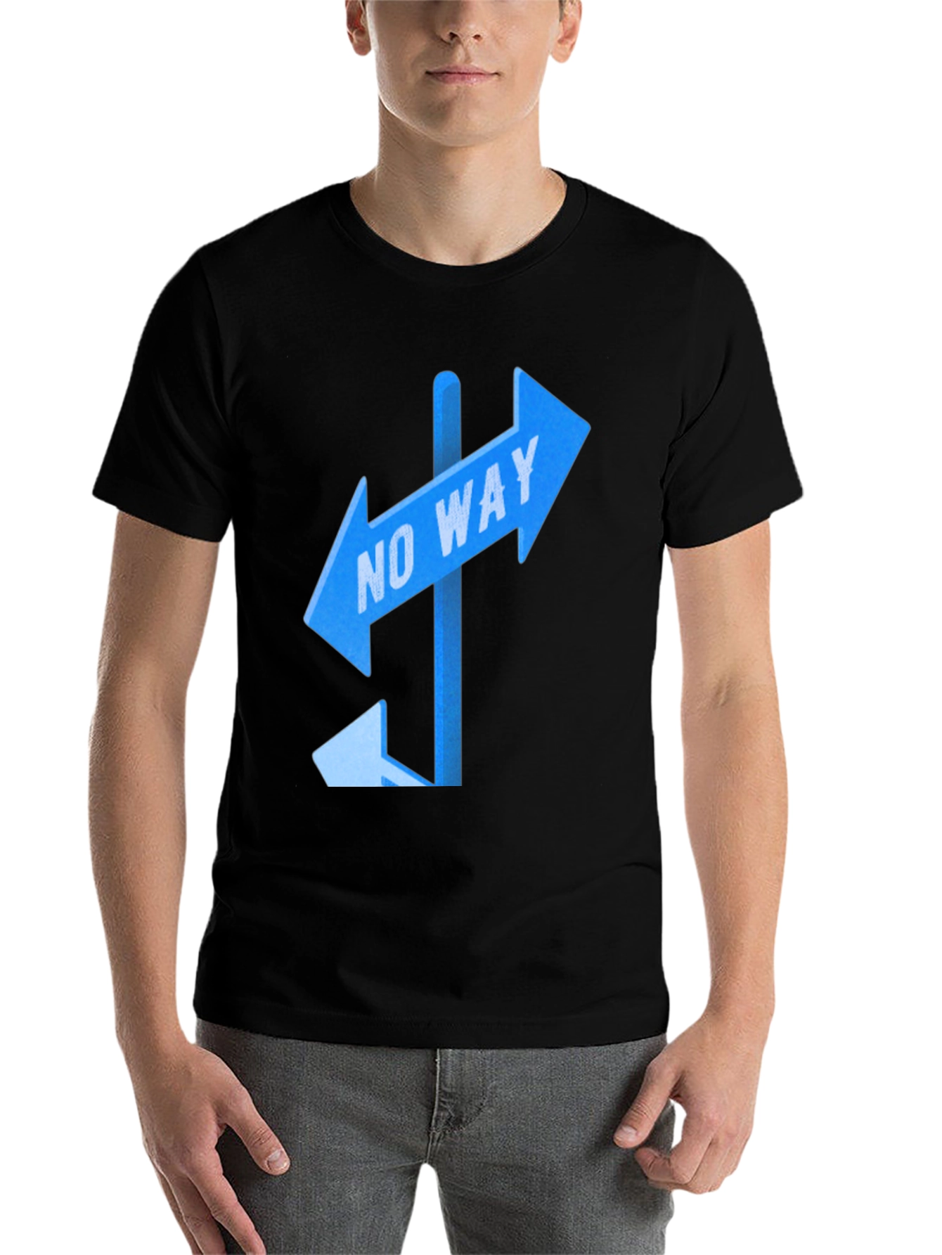Black No Way Sign Graphic Tee - Black Casual T-Shirt view 7