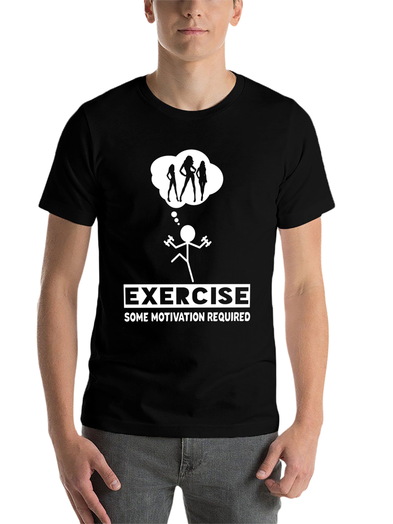 Black Funny Exercise Motivation Graphic T-Shirt view 7