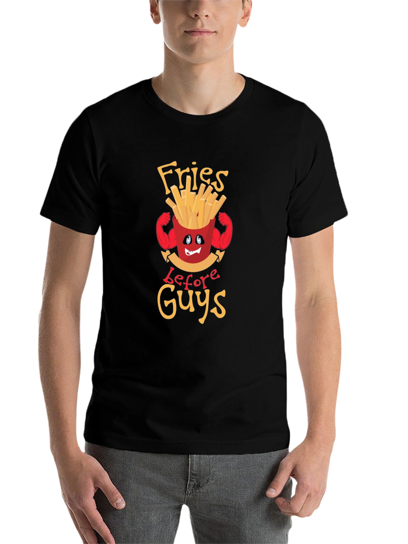 Black Fries Before Guys Graphic Tee - Funny Food Lover Shirt view 7
