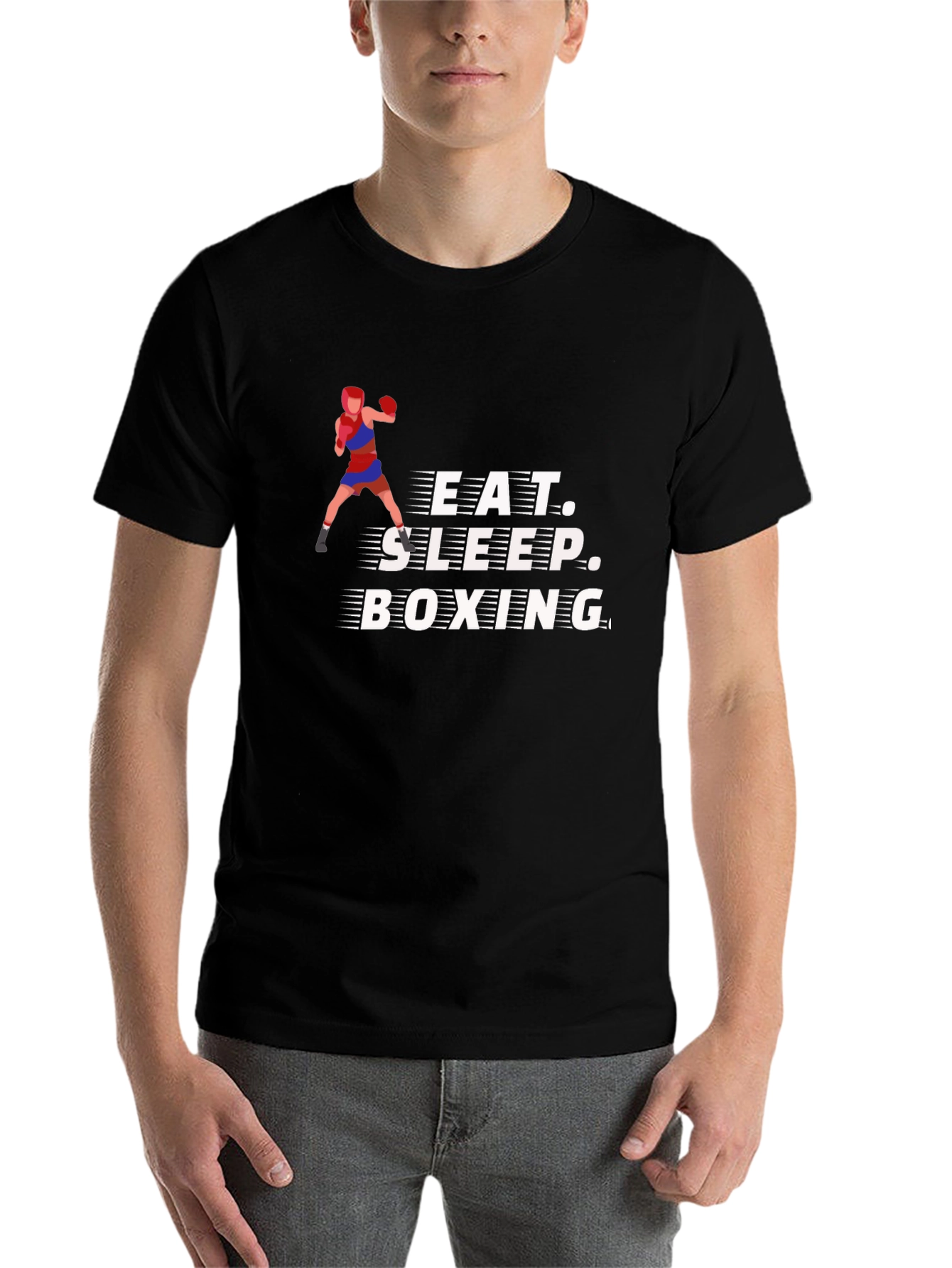 Black Eat Sleep Boxing Black T-Shirt view 7