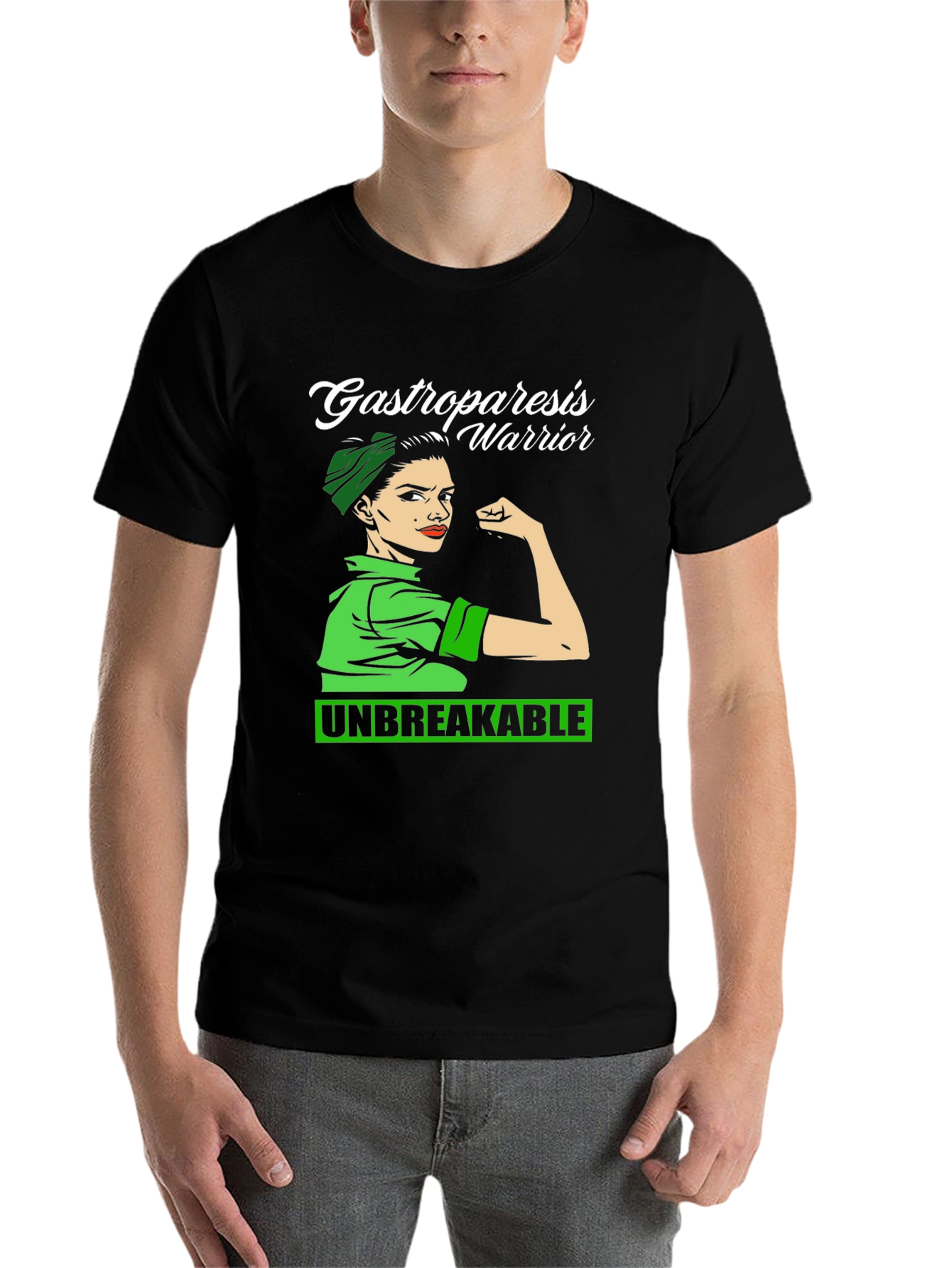 Black Gastroparesis Warrior Black T-Shirt view 7