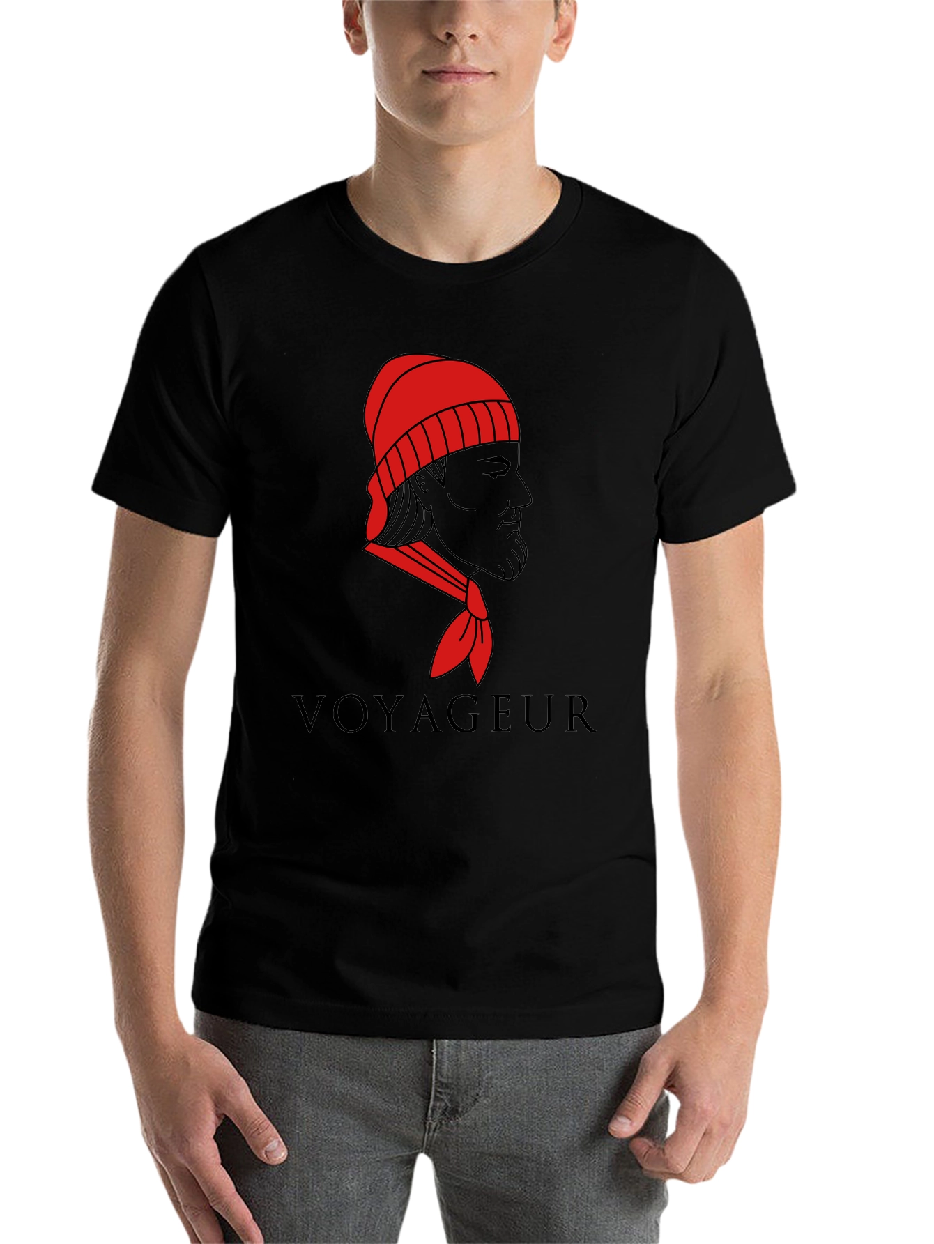 Black Voyageur Graphic T-Shirt - Black Crew Neck Tee view 7