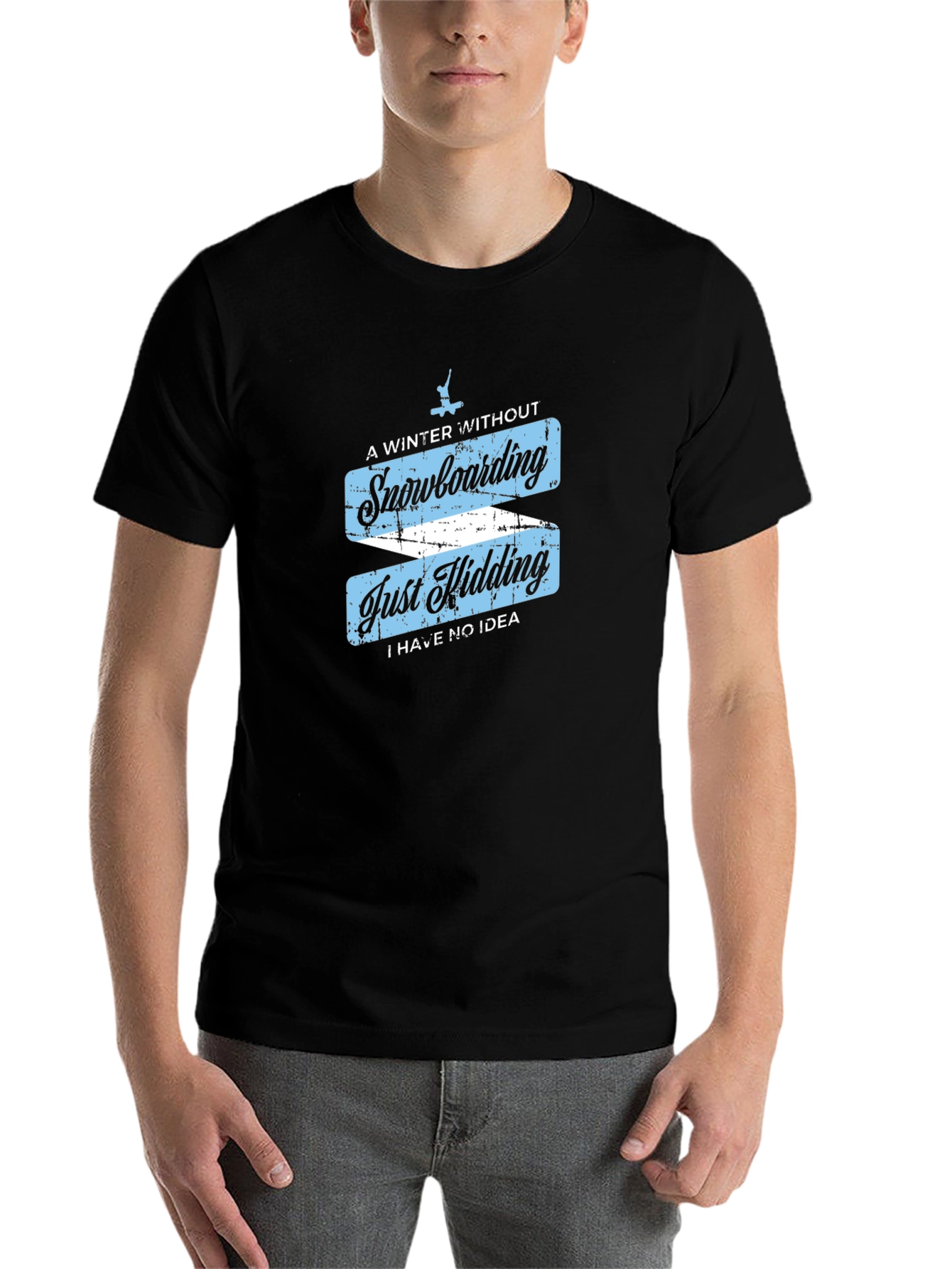 Black Funny Snowboarding T-Shirt - Winter Sports Apparel view 7