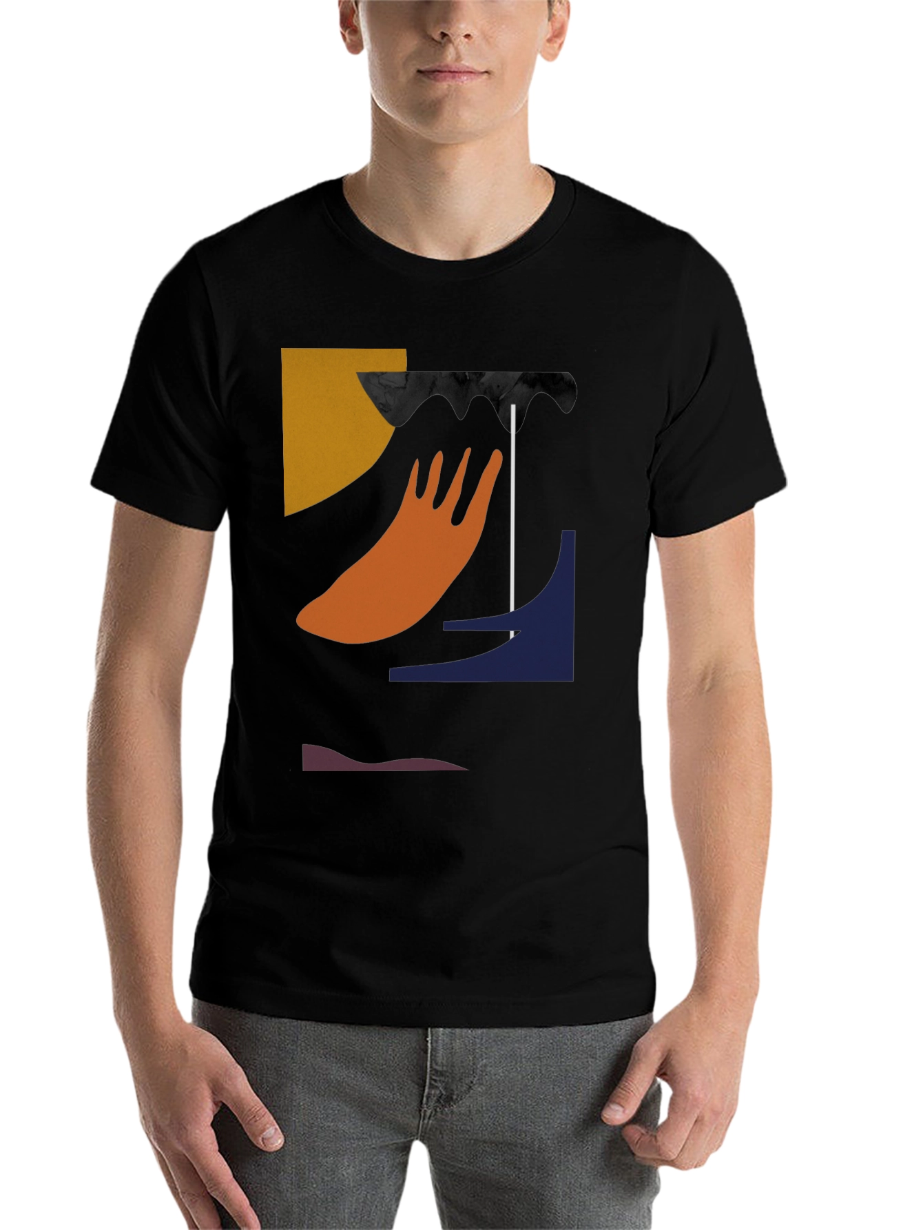 Black Abstract Graphic Black T-Shirt view 7