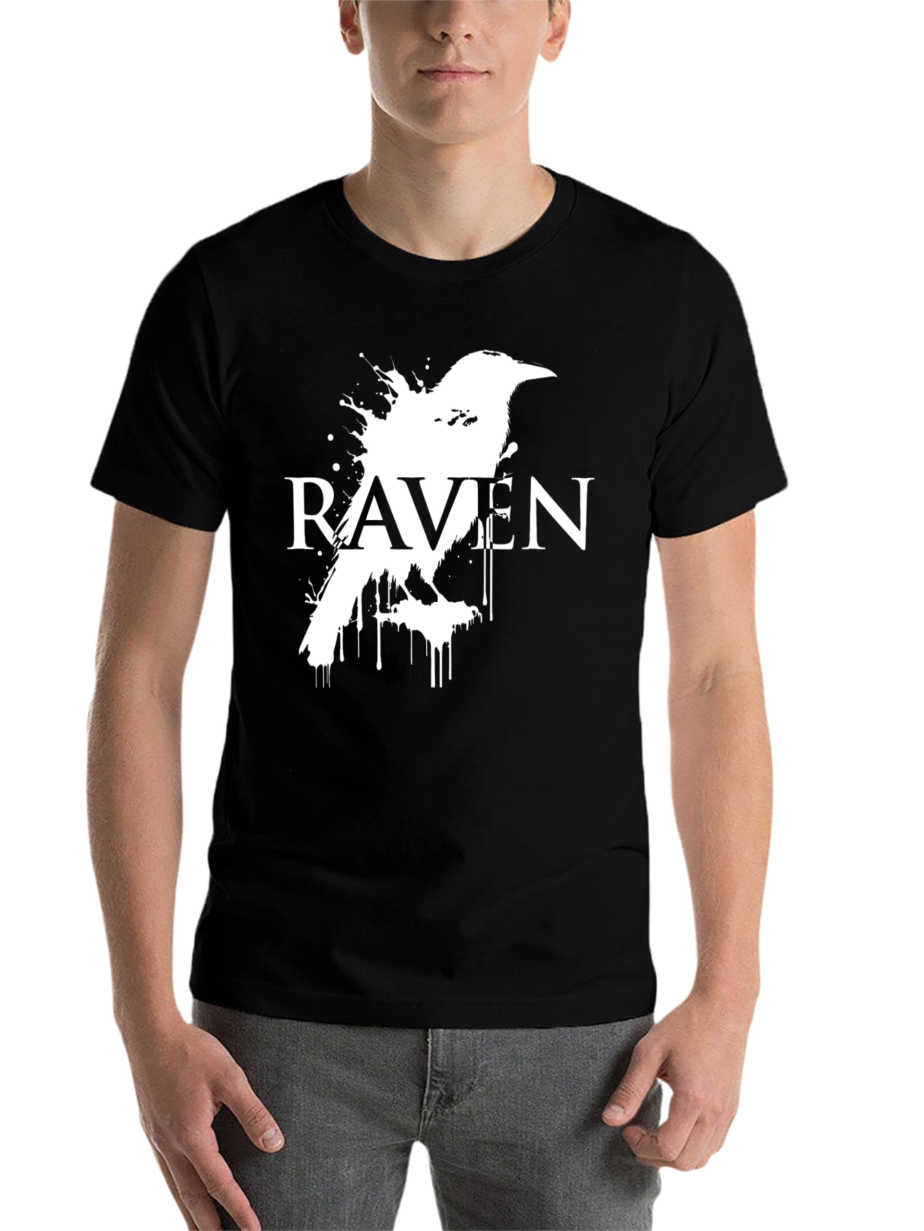 Black Raven Graphic Tee - Dark Bird Design view 7